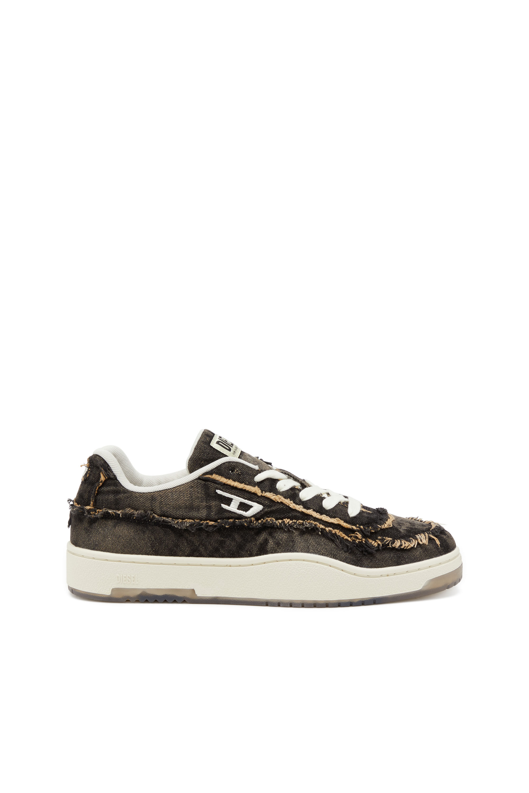 Diesel - S-TRACKER-D LOW, S-Tracker-D-Baskets en denim effiloché avec semelle transparente Homme in Noir - 1