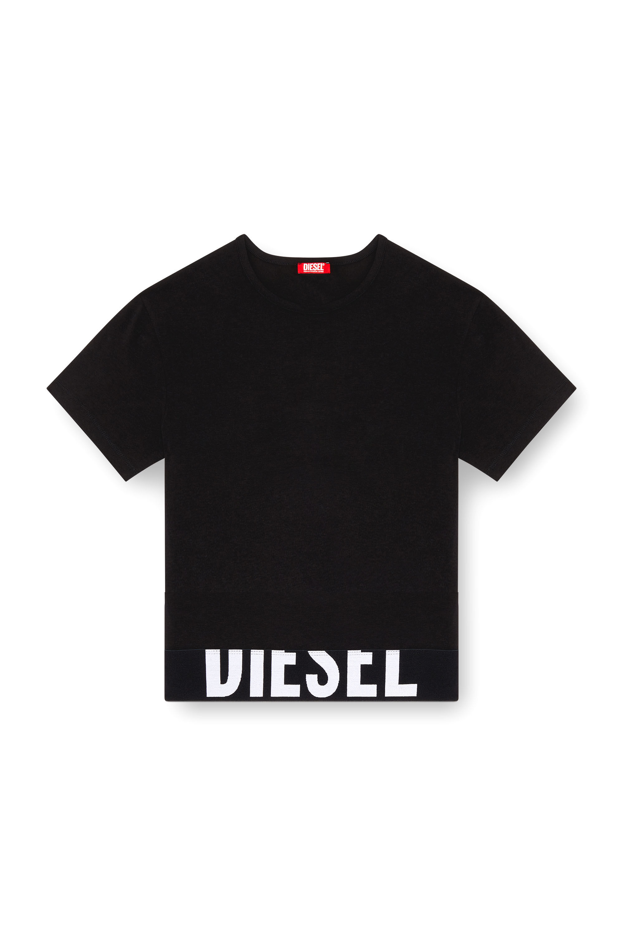 Diesel - UFTEE-SPORT-CROPPED-T-SHIRT, Top crop sportif avec bande à logo Femme in Noir - 2