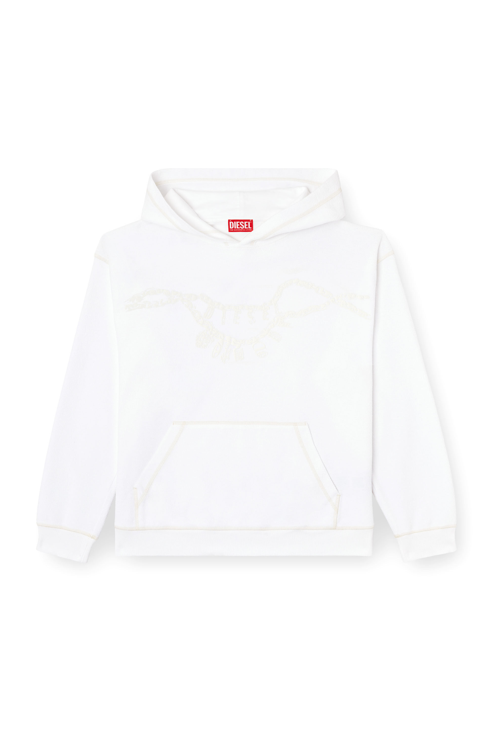 Diesel - S-BOXT-HOOD-HOSHI, Hoodie con stampa collana Unisex in Bianco - 2