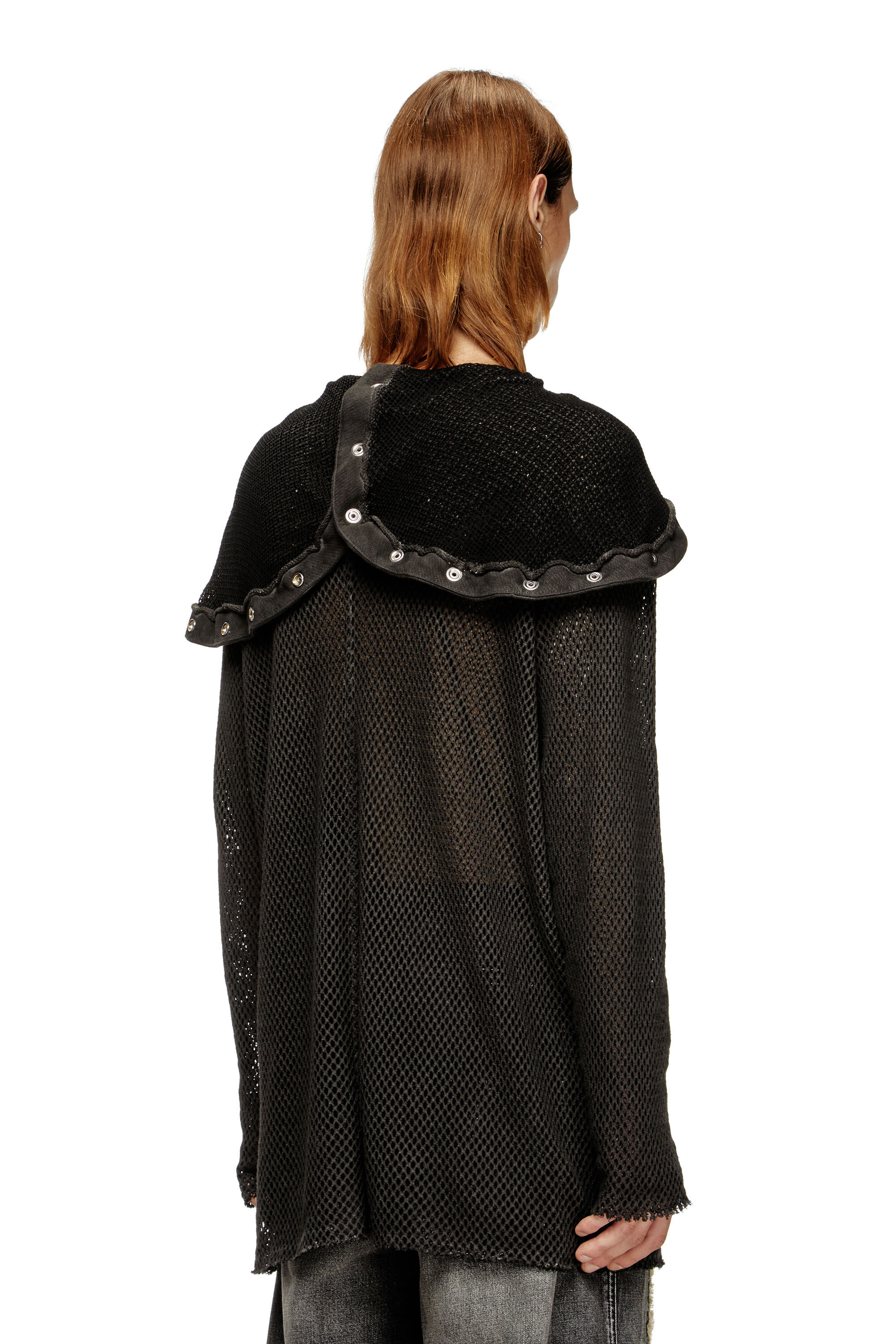 Diesel - S-THUG-FISHNET, Hoodie in rete con chiusura totale Unisex in Nero - 4