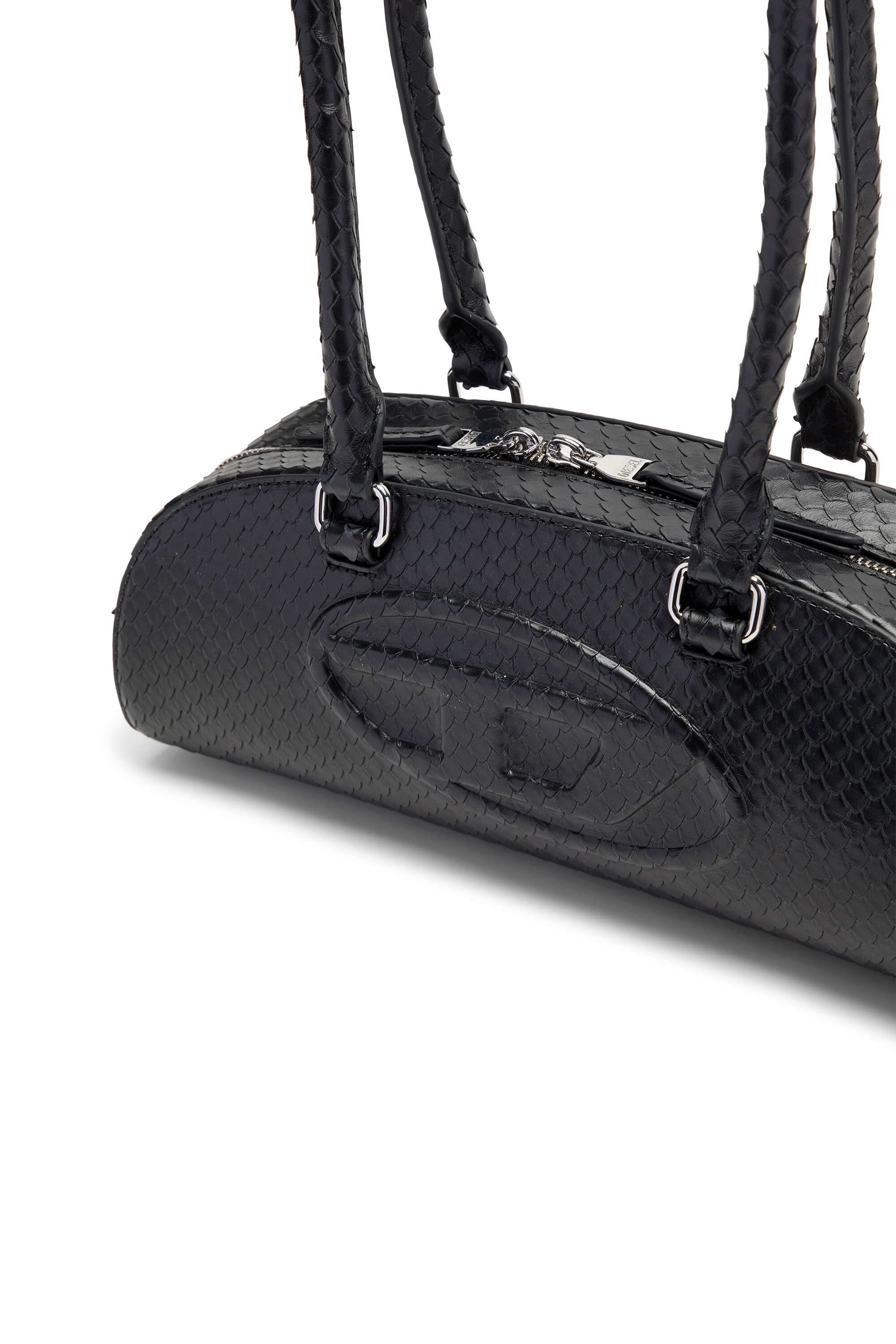Diesel - 1DR DOME SHOULDER EW, 1DR Dome-Borsa bowling rettangolare in pelle effetto snake Donna in Nero - 6