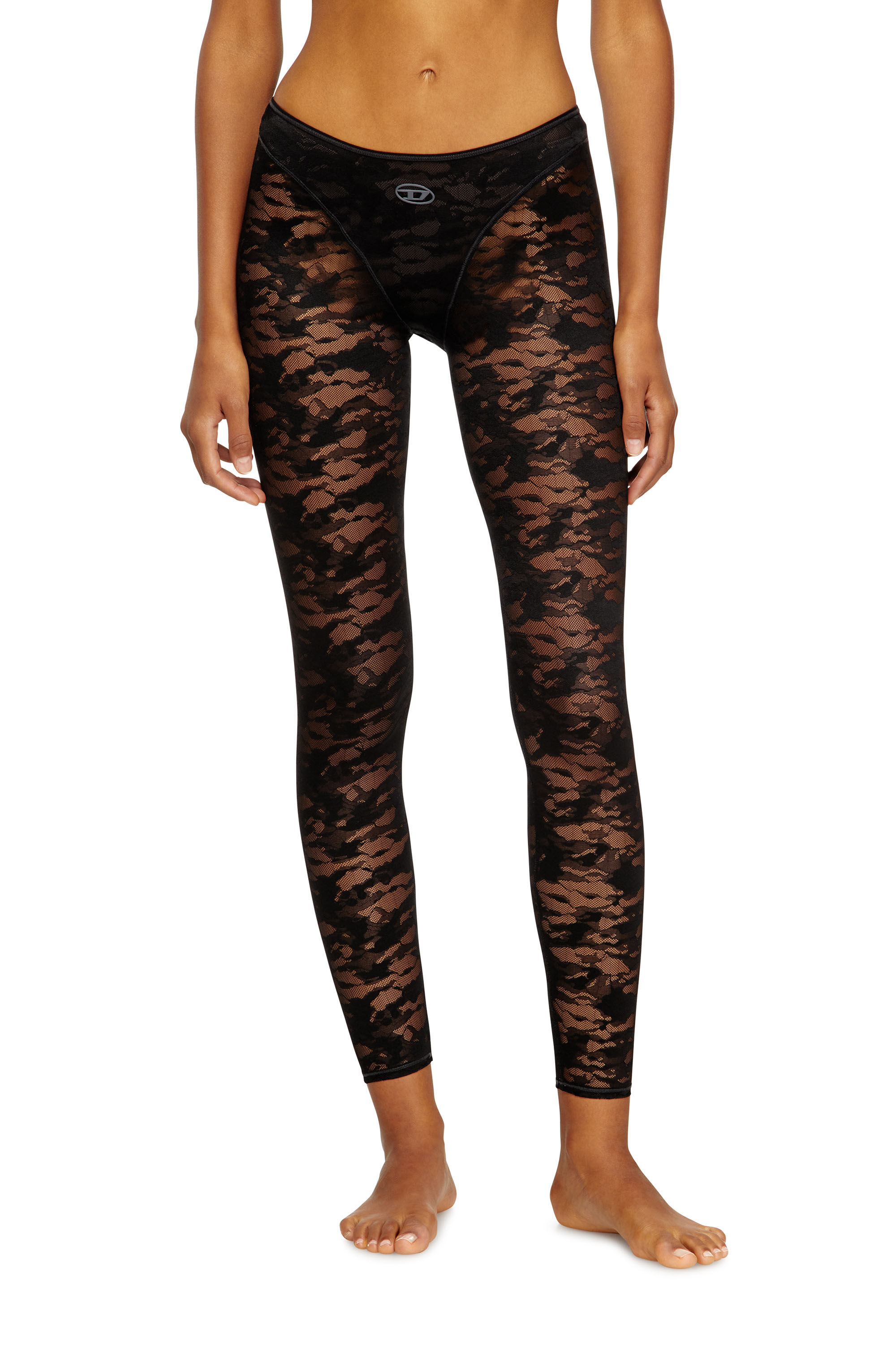 Diesel - CLAIRE-UTLT, Damen Leggings mit Camouflage-Spitze in Schwarz - 3