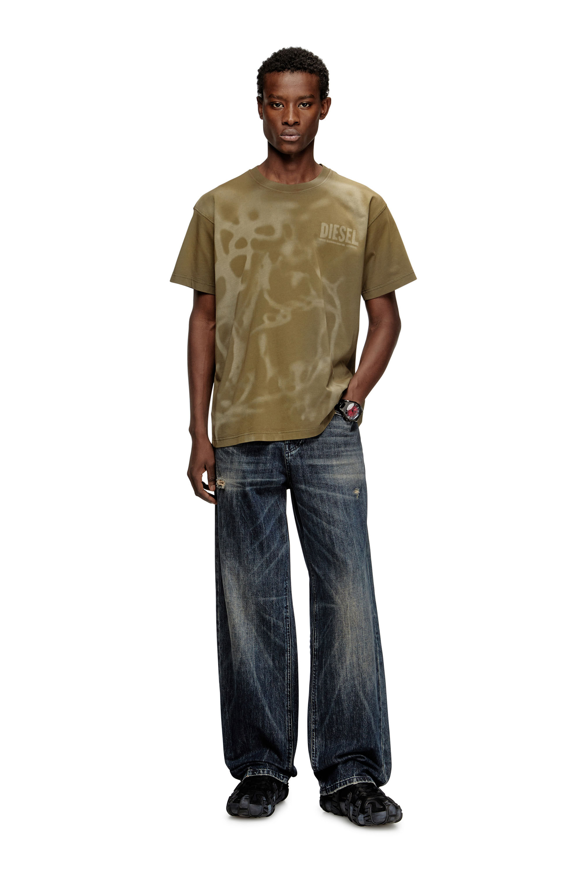 Diesel - T-NORM-V7, Herren Baumwoll-T-Shirt mit Laserdruck in Beige - 1
