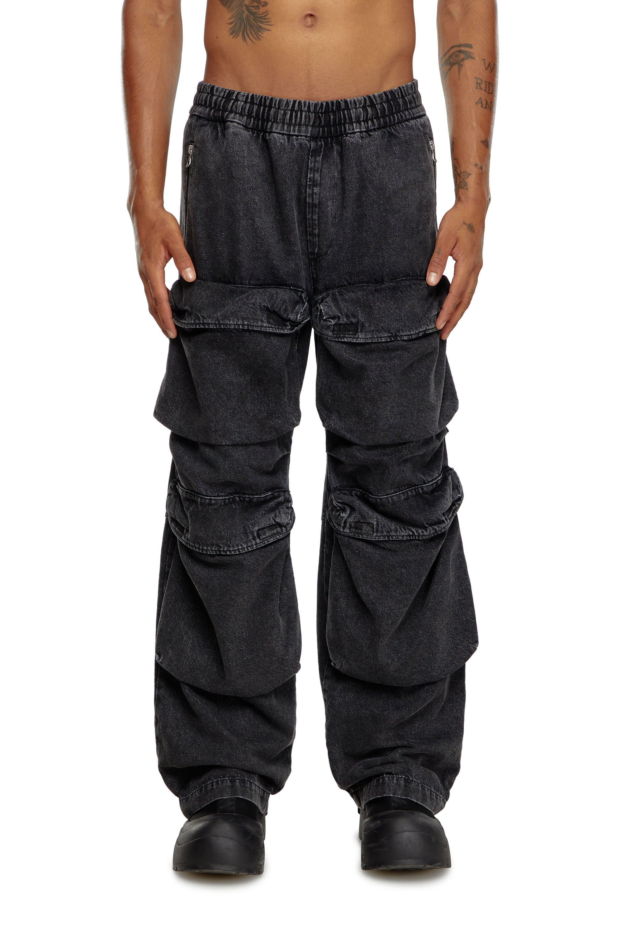 Diesel - Herren Relaxed Jeans D-Baertson 0CBDH, Schwarz/Dunkelgrau - 3