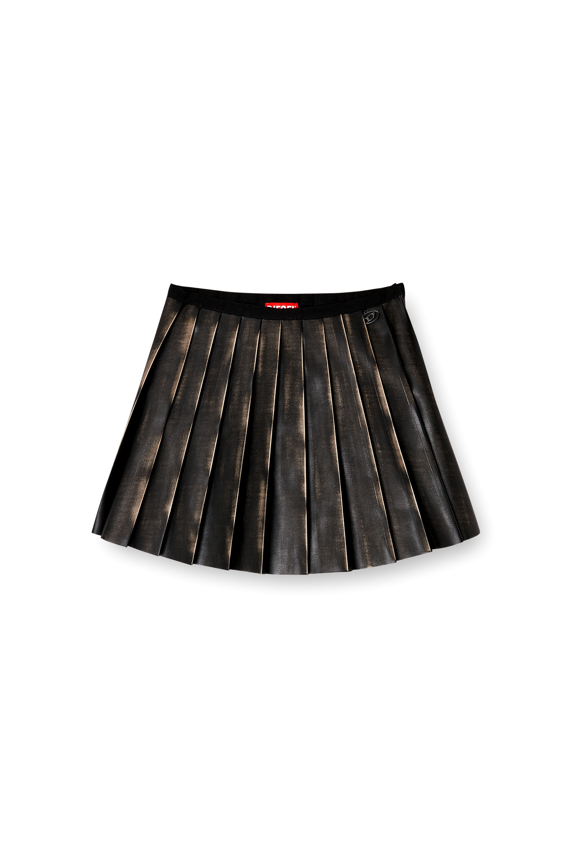 Diesel - O-SAKA-MINI, Minijupe pliss&eacute;e avec effet us&eacute; Femme in Marron - 2