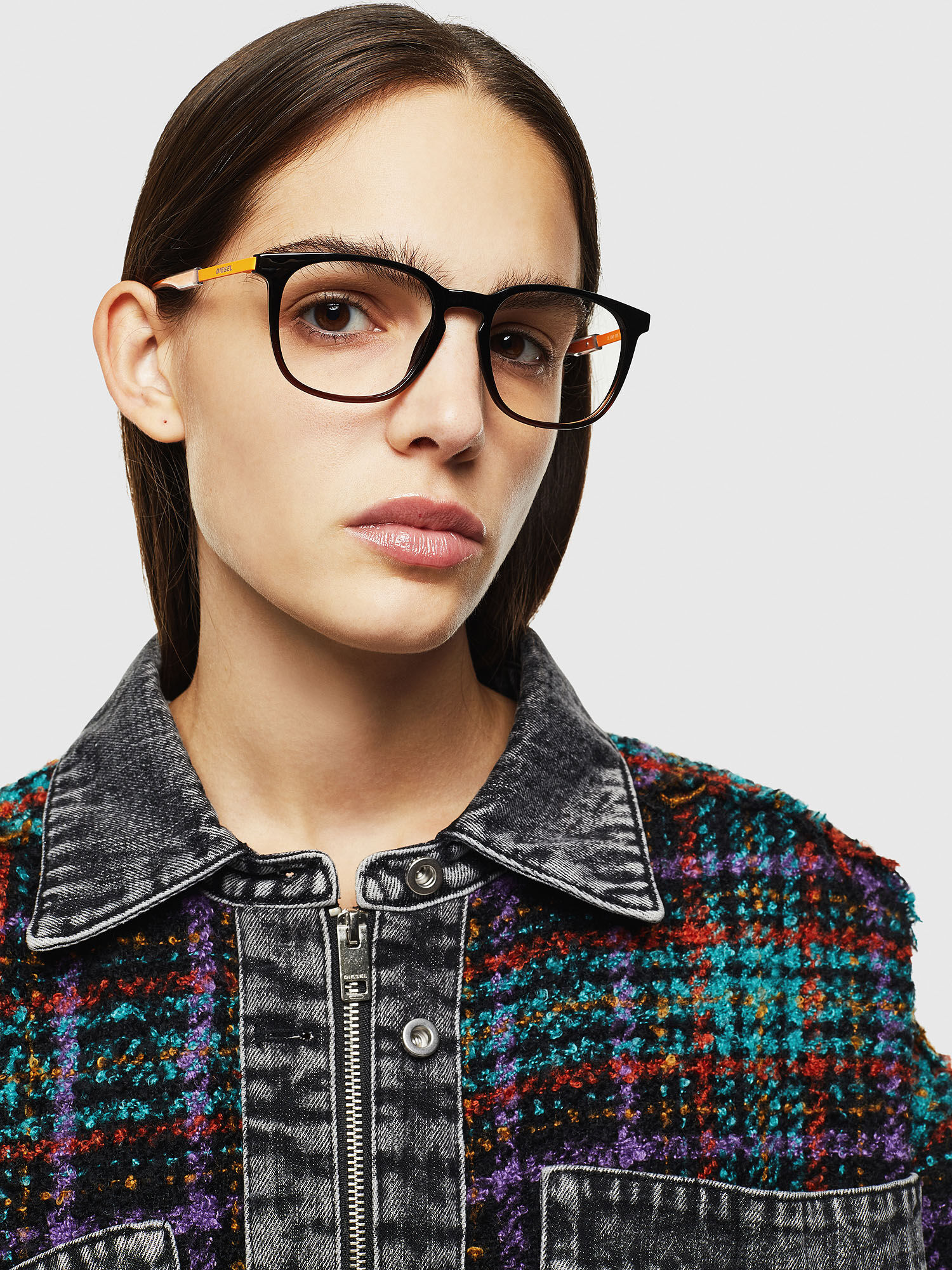 Diesel - DL5349, Unisex Unisex-Brille mit quadratischer Silhouette in Schwarz/Gelb - 6