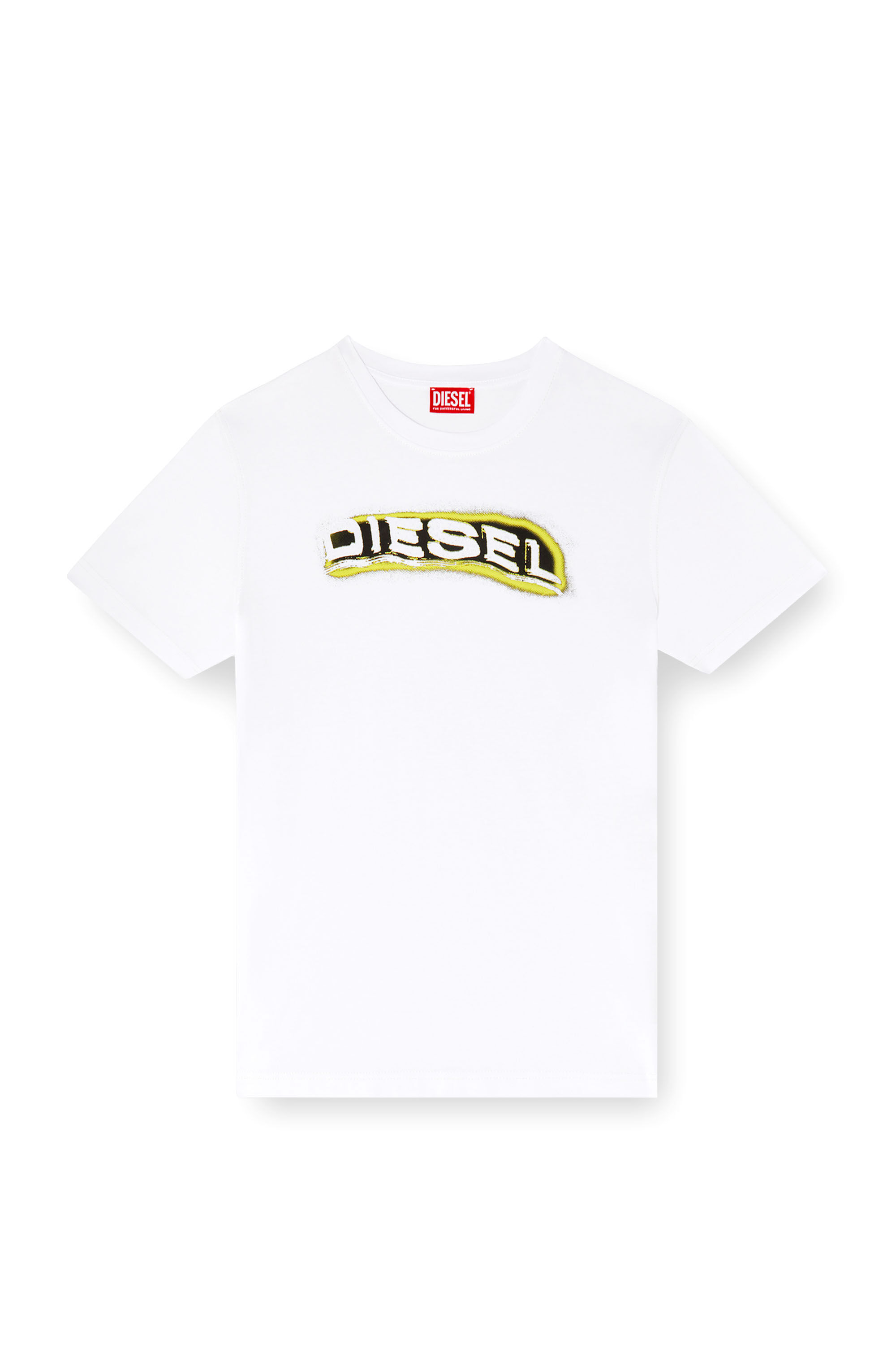 Diesel - T-ADJUST-R4, T-shirt avec logo imprimé bouffant Homme in Blanc - 2