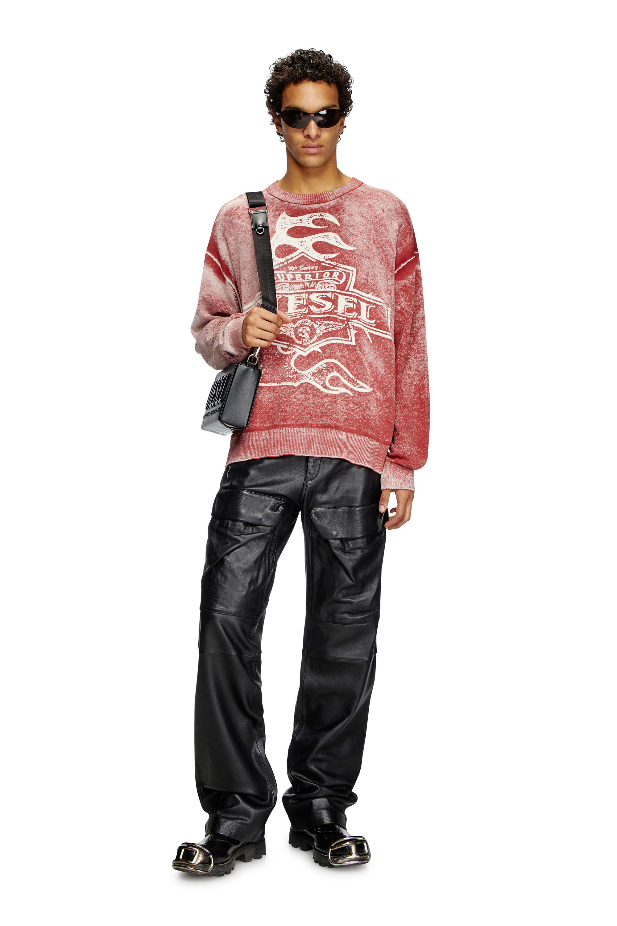 Diesel - K-BELEZ, Pull à logo imprimé inversé Homme in Rouge - 1