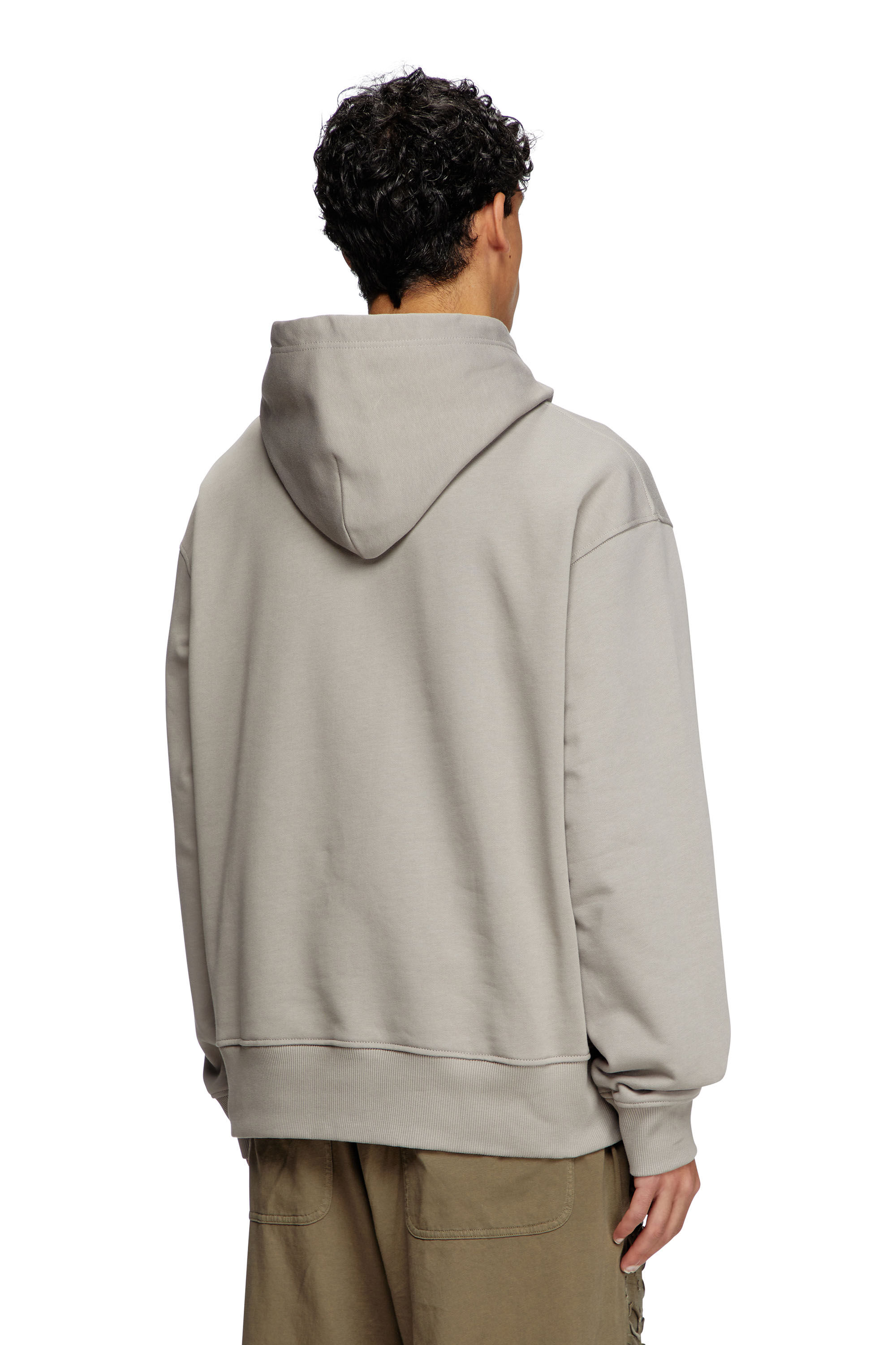Diesel - S-MACS-HOOD-OD, Sweat-shirt à capuche oversize avec logo métallisé Homme in Gris - 4