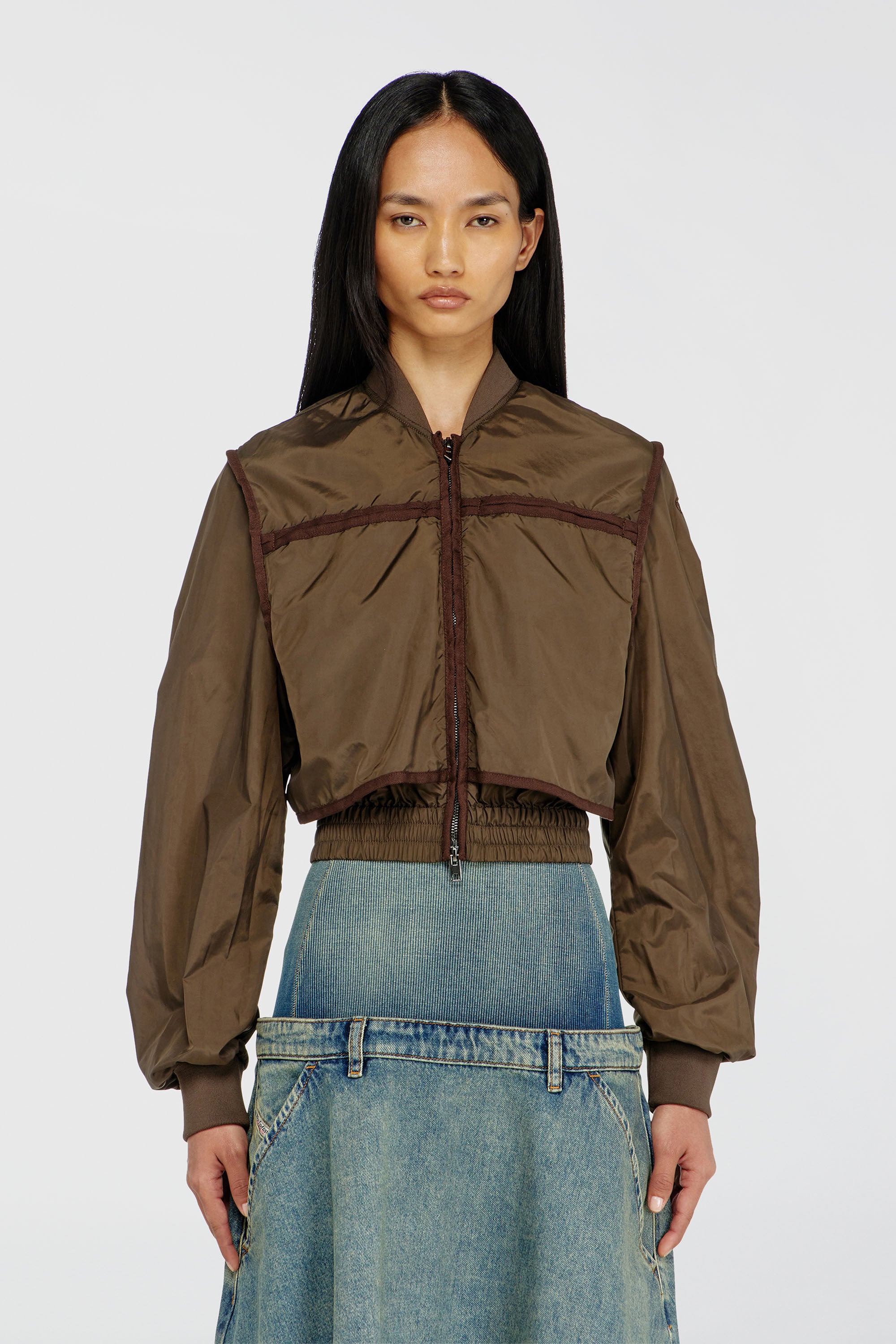 Diesel - G-OTHAM, Giacca in nylon con nastrature tono su tono Donna in Marrone - 5