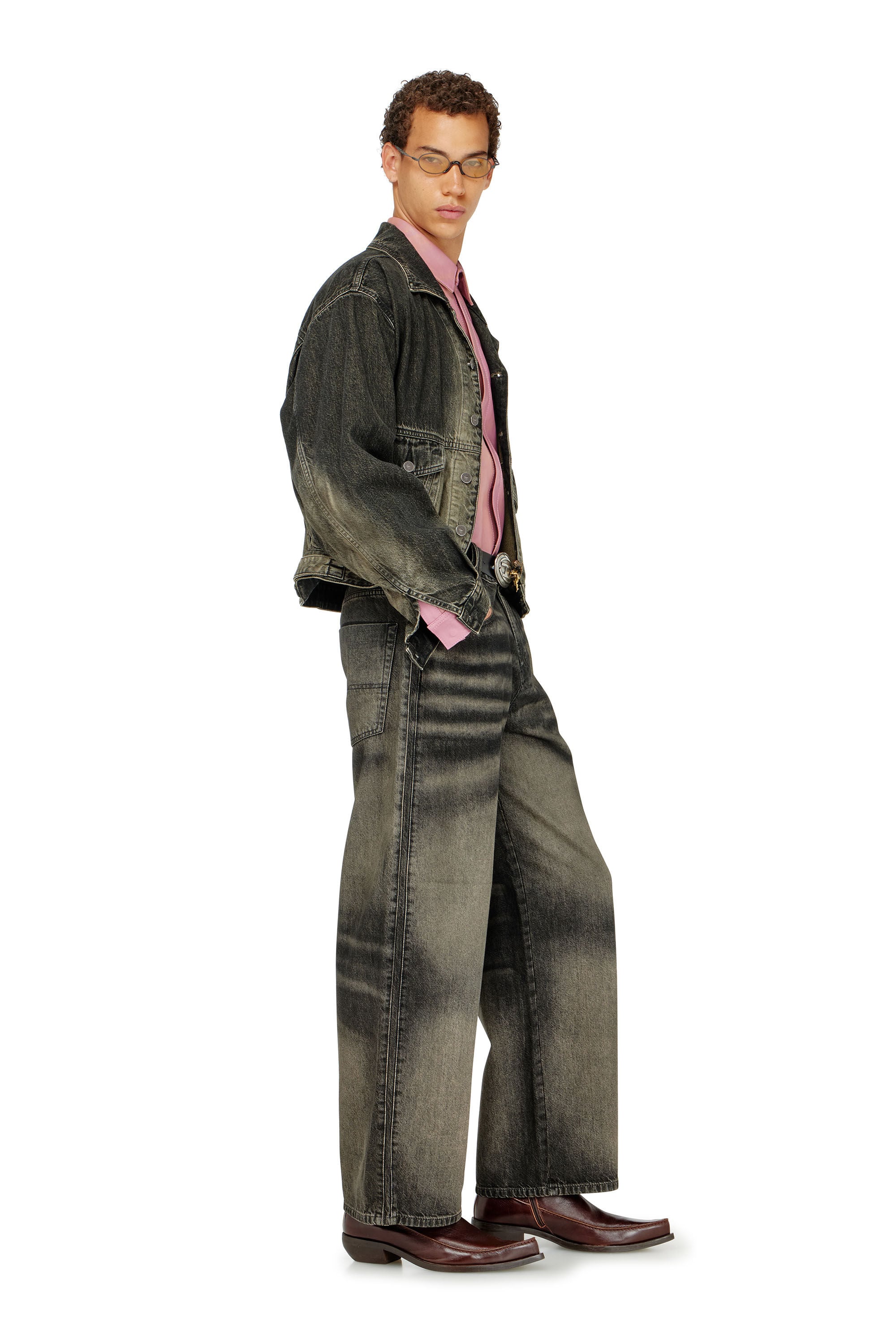 Diesel - Unisex Relaxed Jeans 1982 D-Hakou 09R33, Schwarz/Dunkelgrau - 2