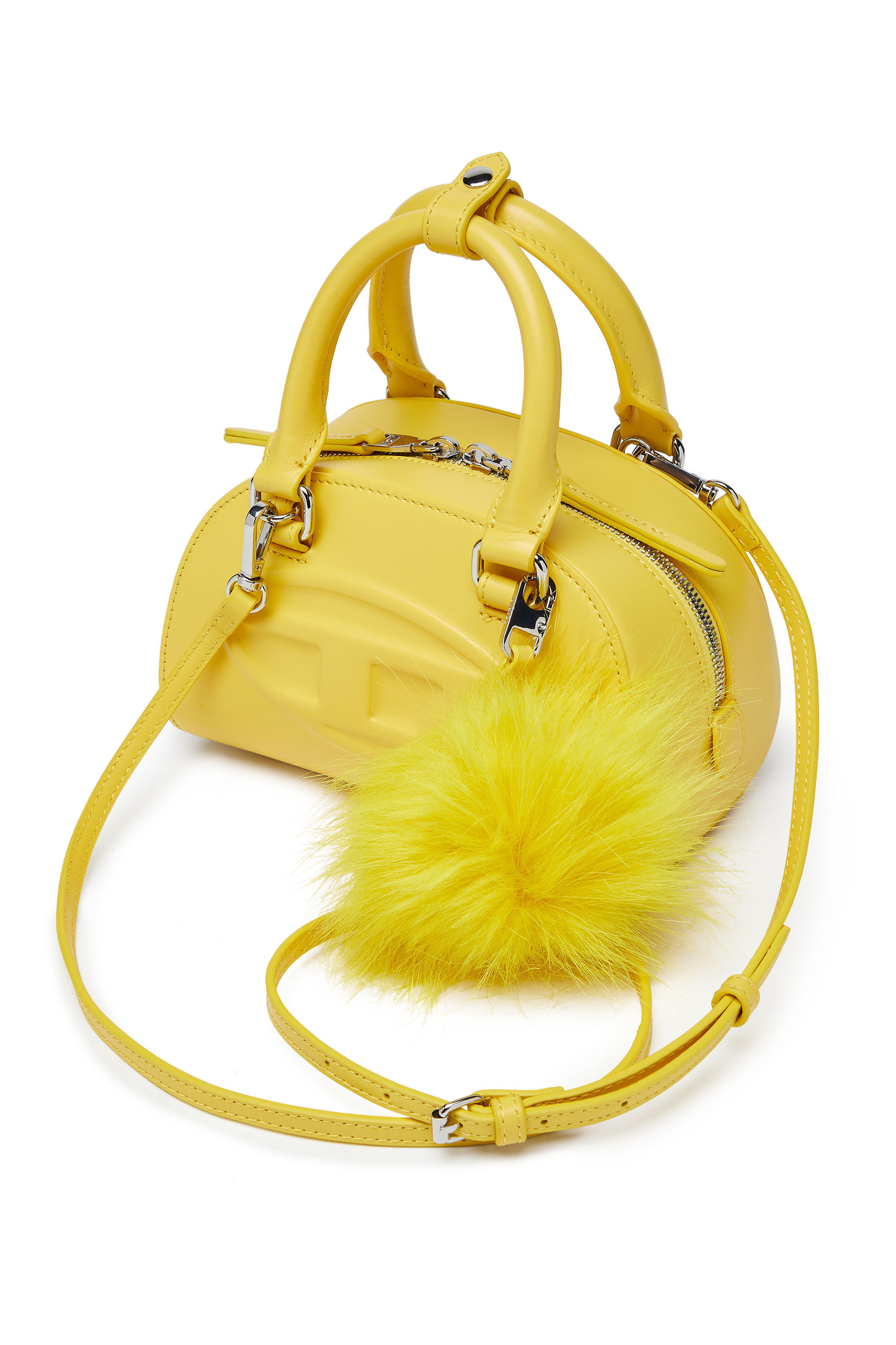 Diesel - 1DR DOME CROSSBODY, Damen Mini-Bowling-Tasche aus Nappaleder in Gelb - 5