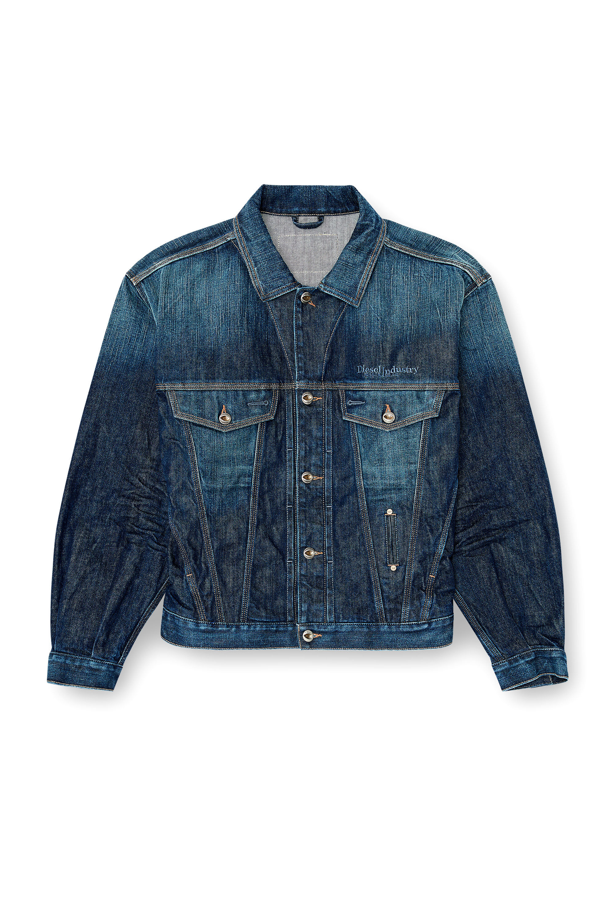 Diesel - D-DENVER-CL, Unisex Trucker-Jacke aus selvedge denim in Dunkelblau - 2