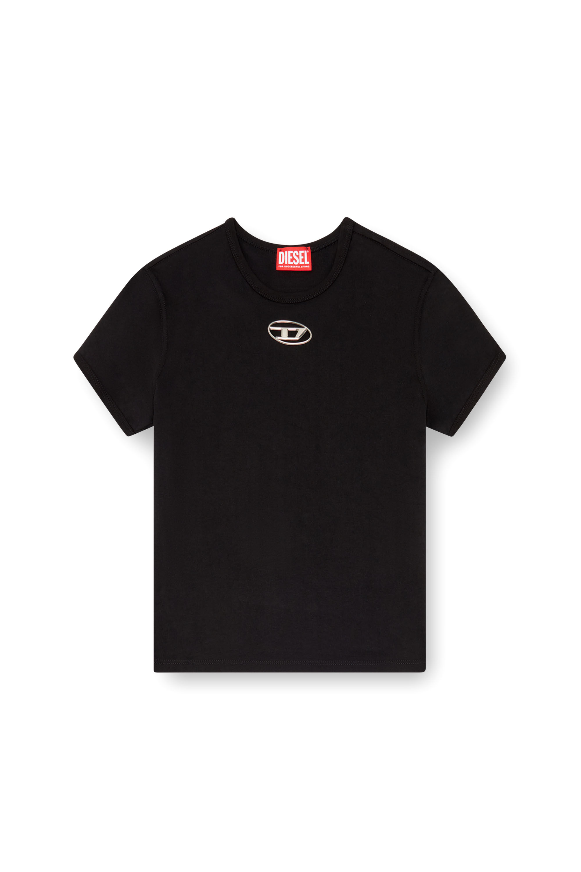 Diesel - T-UNCUTIE-LONG-OD, Donna T-shirt con Oval D stampato a iniezione in Nero - Image 2