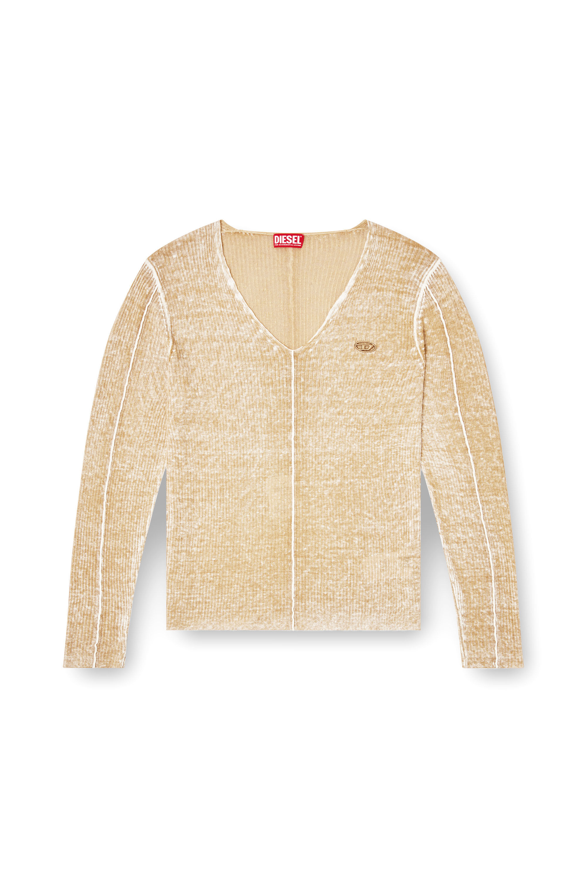 Diesel - K-ROBBEL, Maglia con stampa inside-out Uomo in Beige - 2