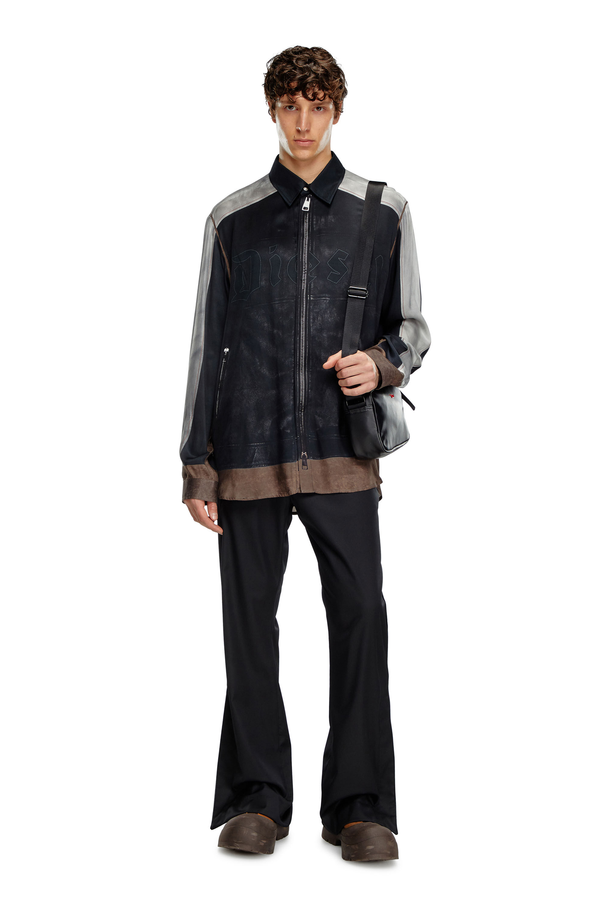 Diesel - P-AMMIR, Homme Pantalon en laine et nylon avec fentes latérales in Noir - Image 1