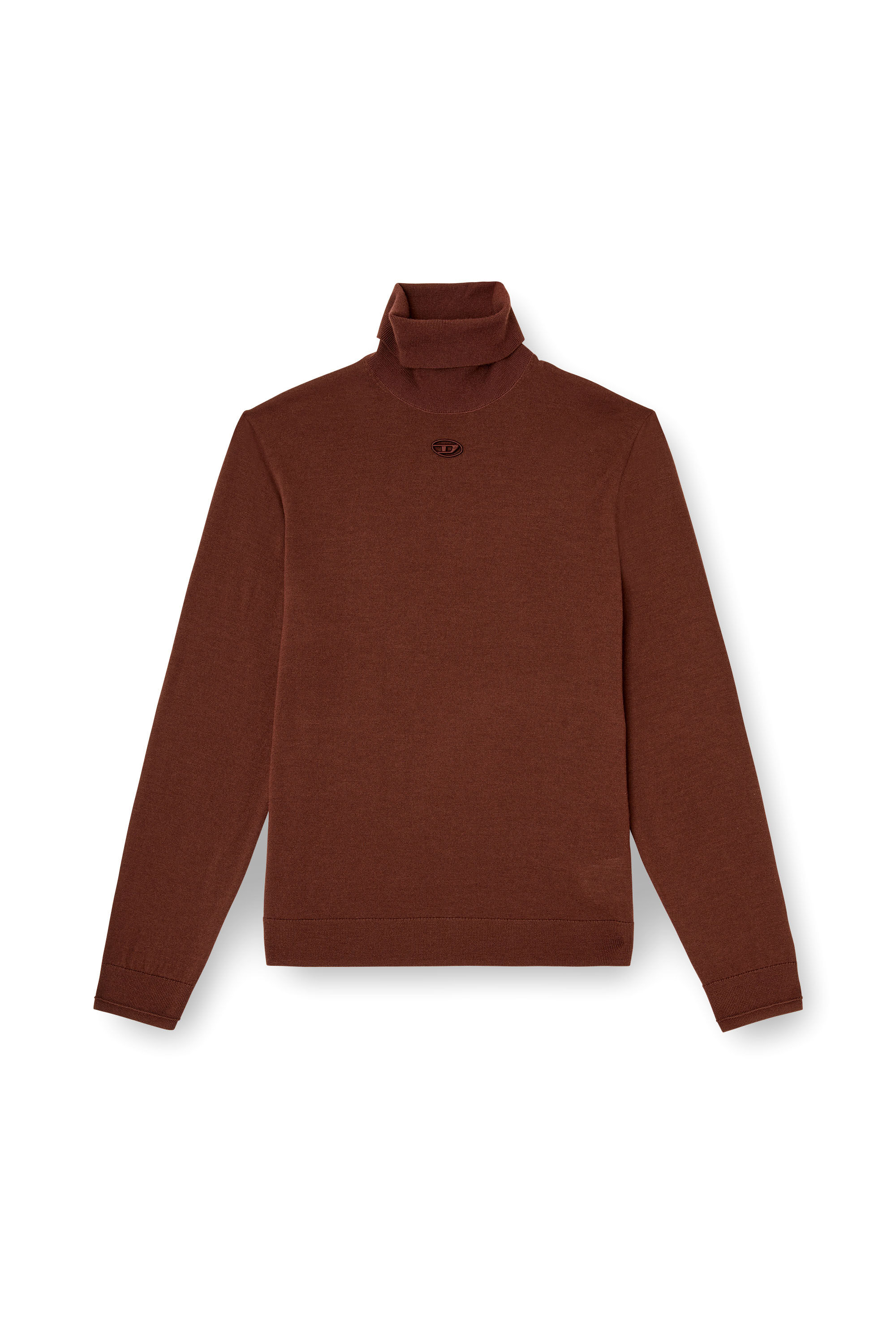 Diesel - K-VARTA, Dolcevita in lana con logo cut-out Uomo in Marrone - 2