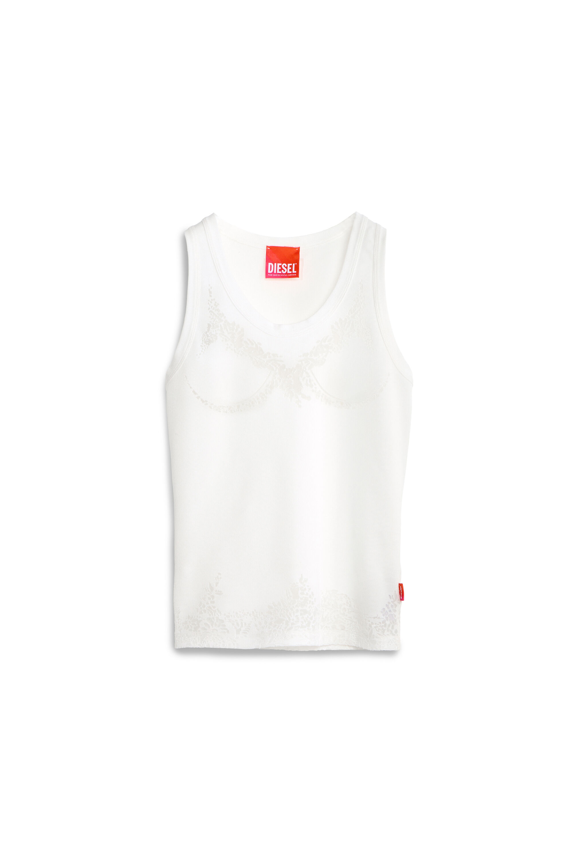 Diesel - PR-T-ANKI-LACE-R, Canotta effetto pizzo devor&eacute; Donna in Bianco - 2