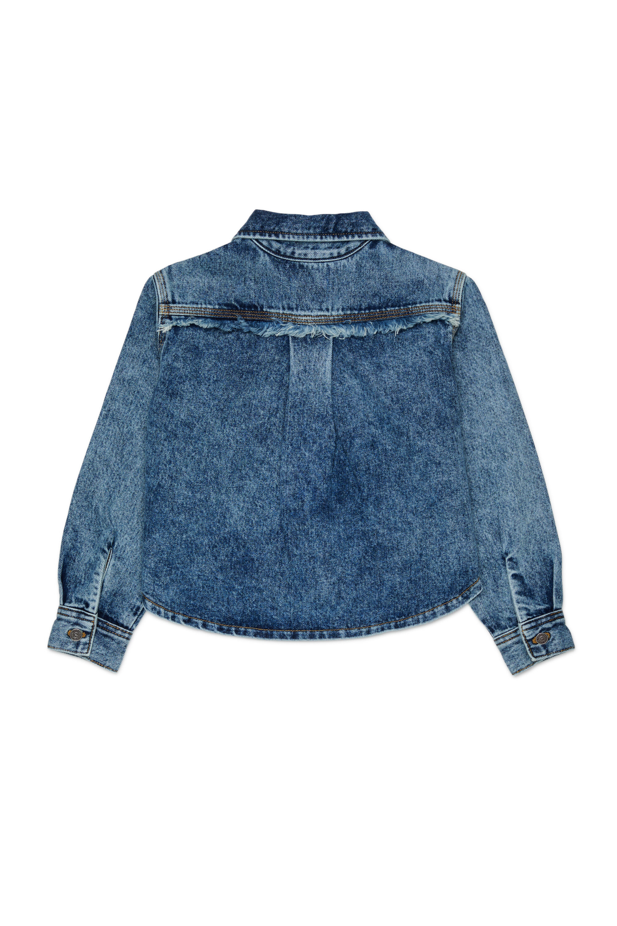 Diesel - CELKA, Damen Jeanshemd mit Rei&szlig;verschluss und ausgefranstem Detail in Mittelblau - 2