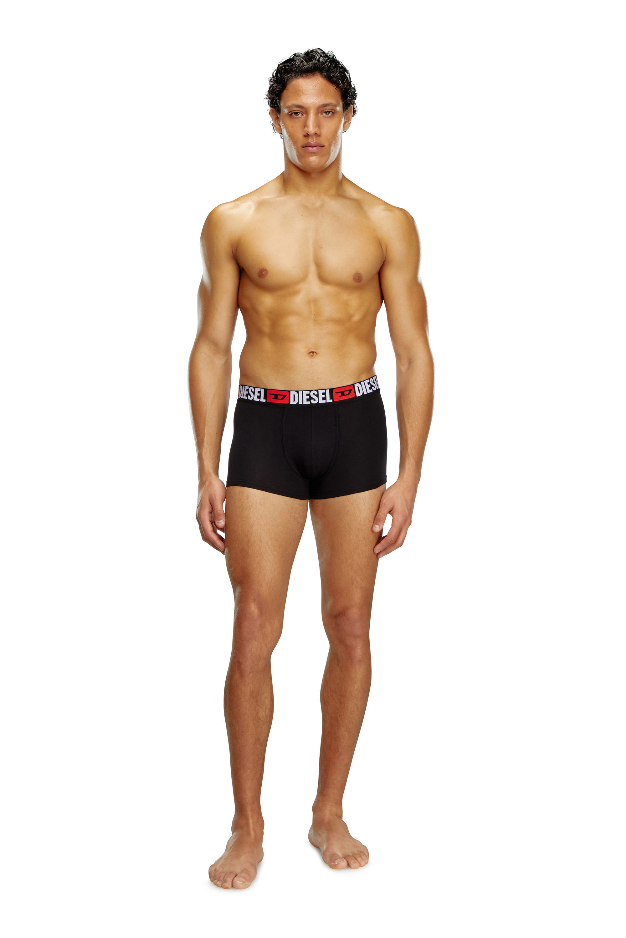 Diesel - UMBX-DAMIENTHREEPACK, Man Three-pack of all-over logo waist boxers in Black - Image 1