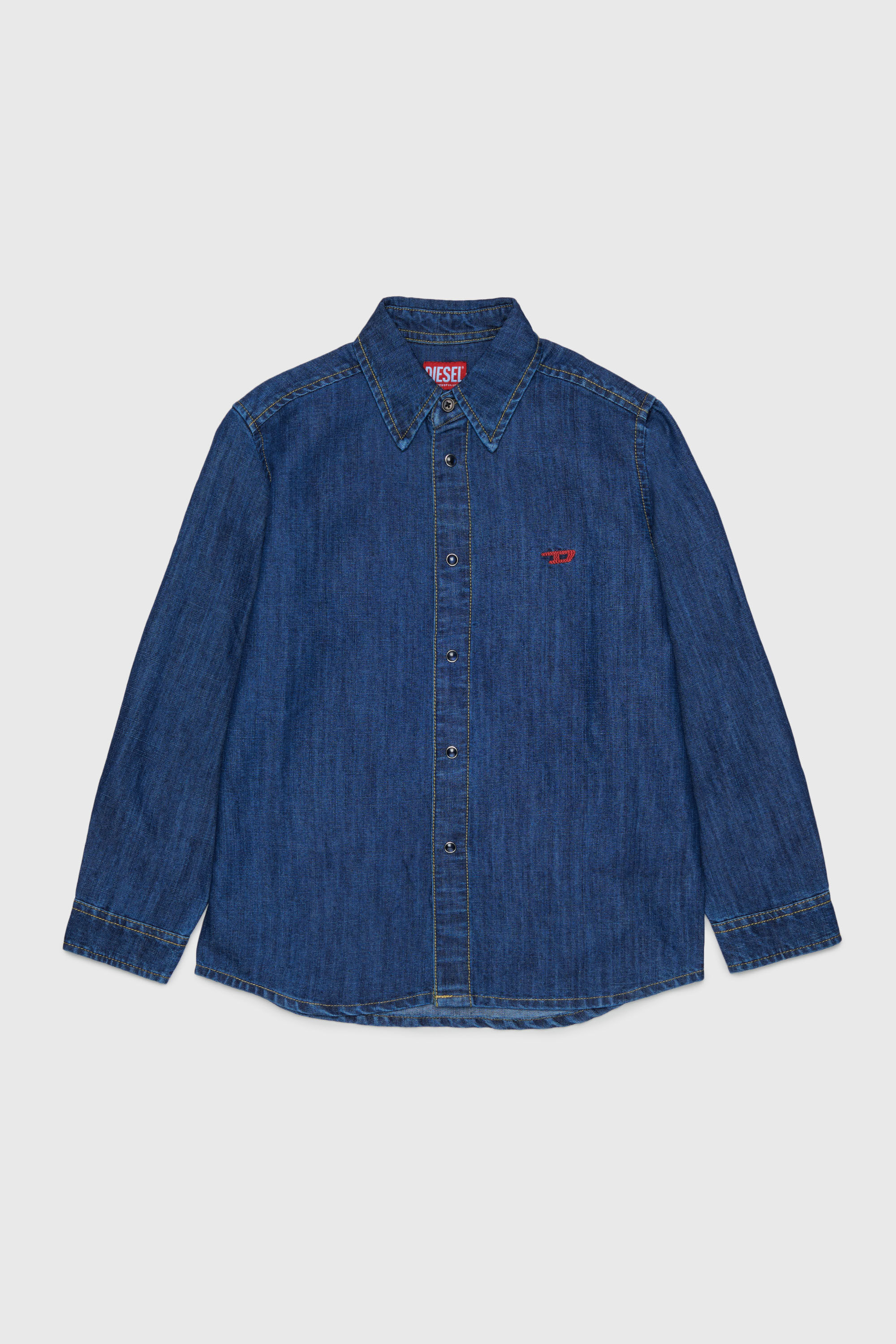 Diesel - CSIMPLY-OVER, Camicia in denim con ricamo logo D Uomo in Blu - 1