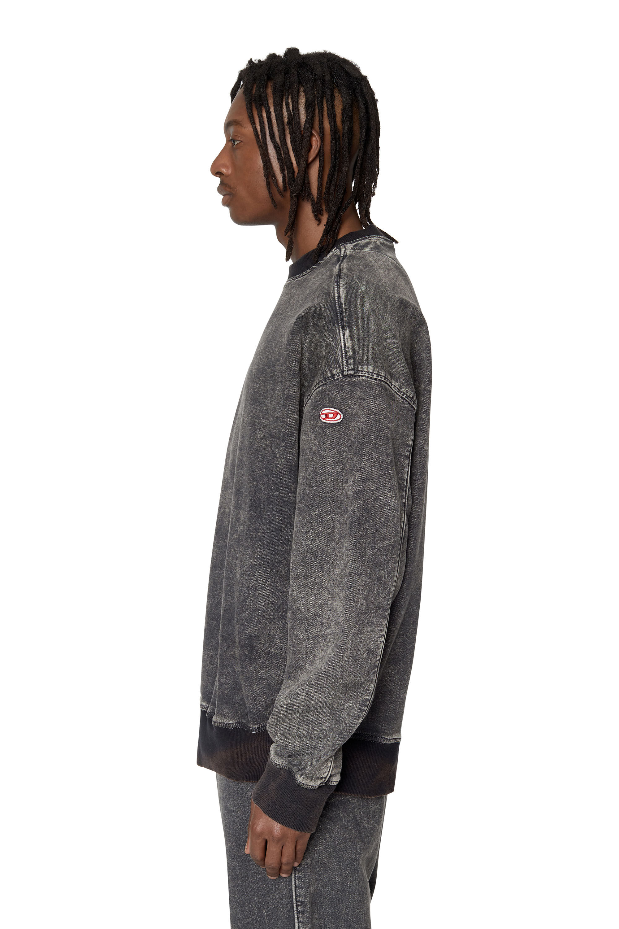 Diesel - D-KRIB TRACK DENIM SWEATSHIRT, Noir/Gris foncé - Image 5