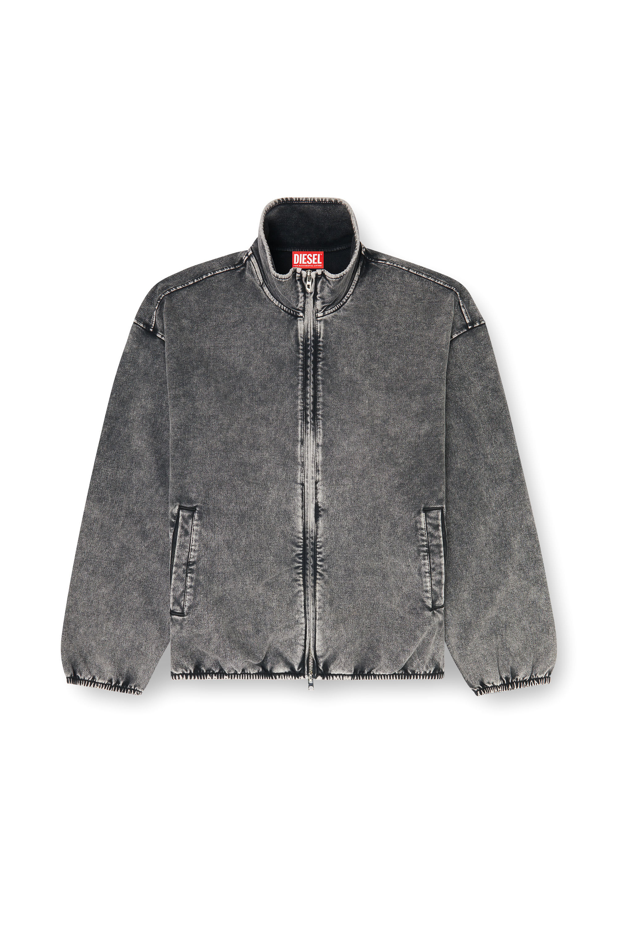 Diesel - S-CORSY, Herren Sweatjacke mit Denim-Effekt in Grau - 2