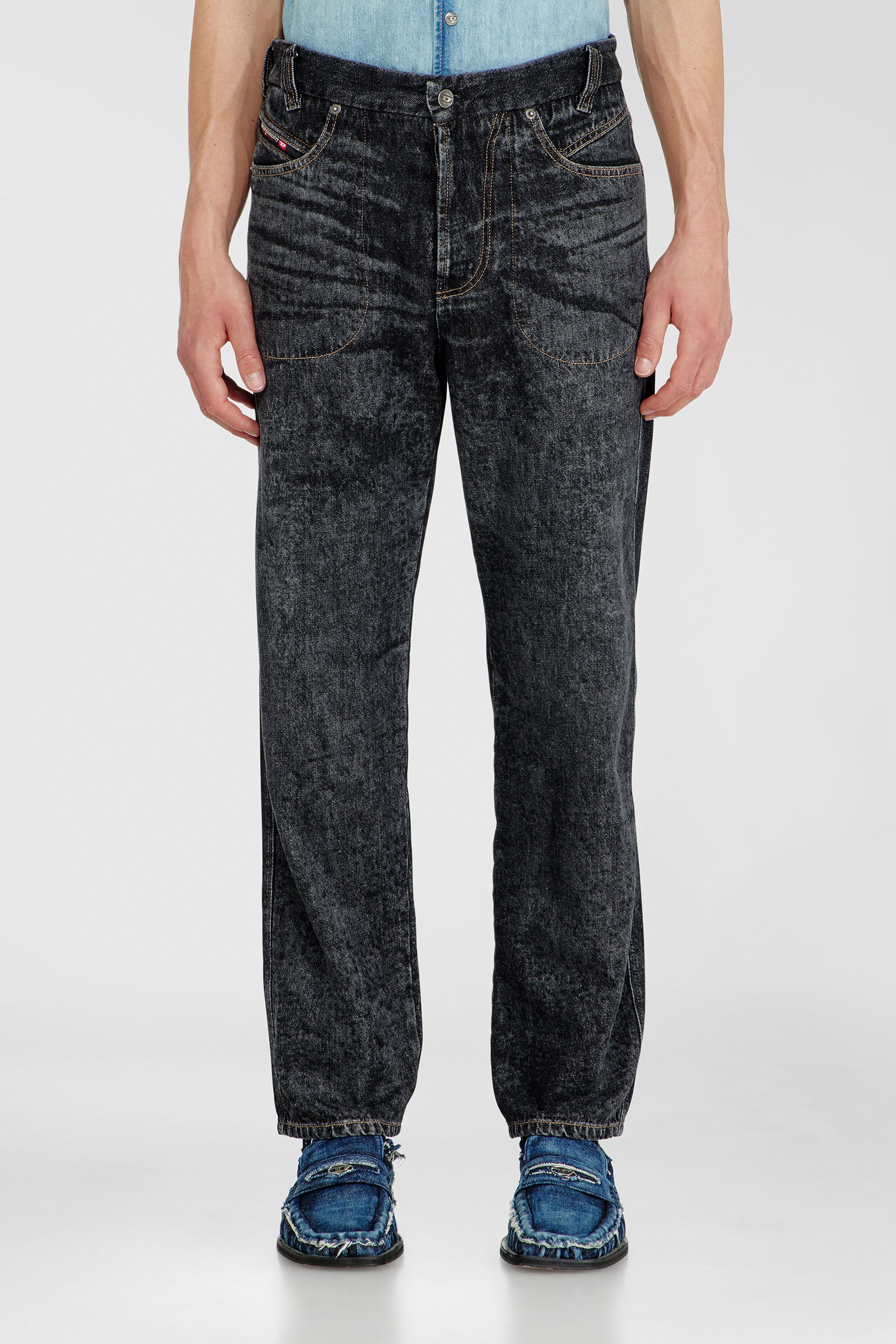 Diesel - Relaxed Jeans D-Marcus 09Q24 Uomo, Nero/Grigio scuro - Image 4