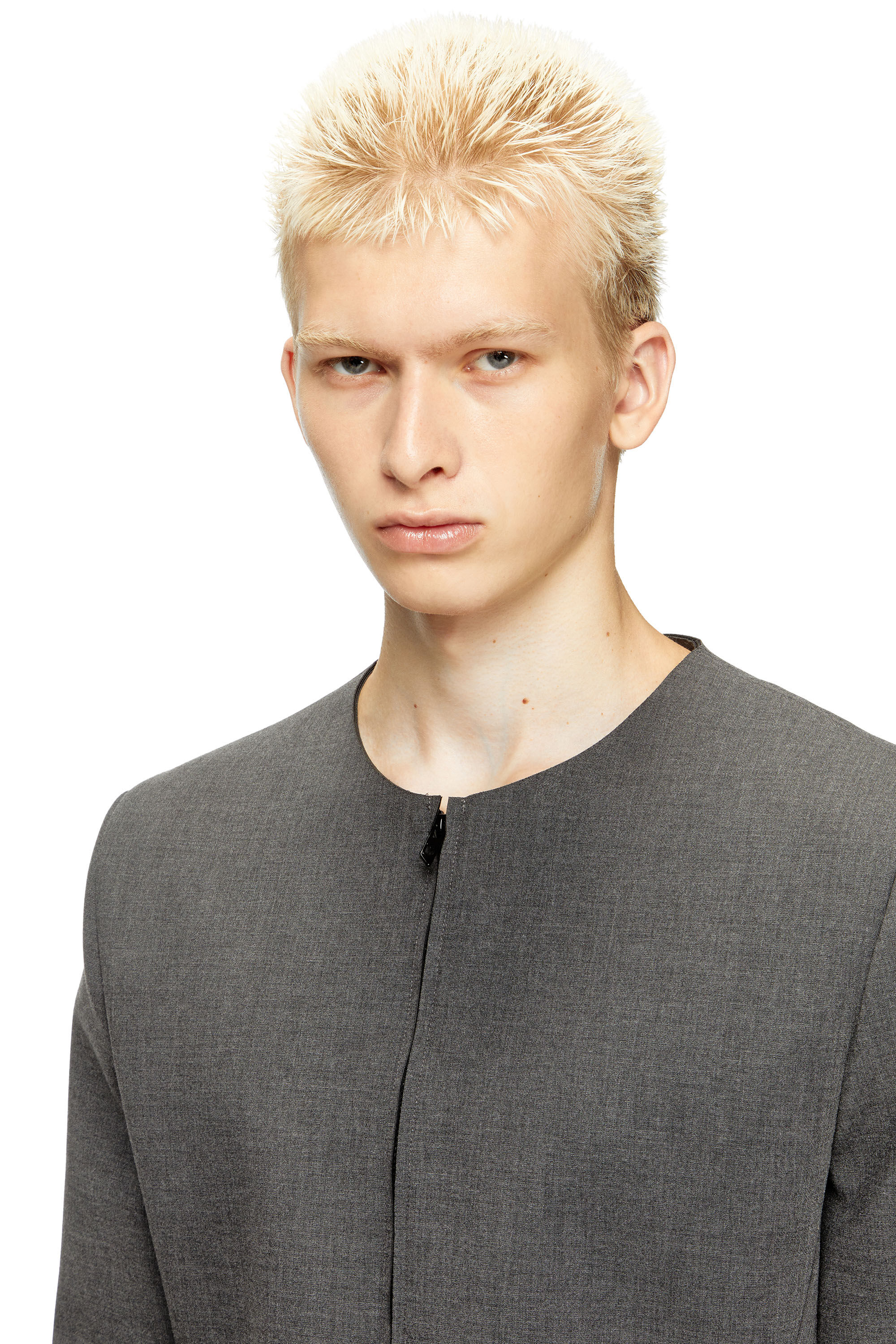Diesel - J-CESAR-NEO, Veste sans col en tissu contrecollé néoprène Homme in Gris - 5
