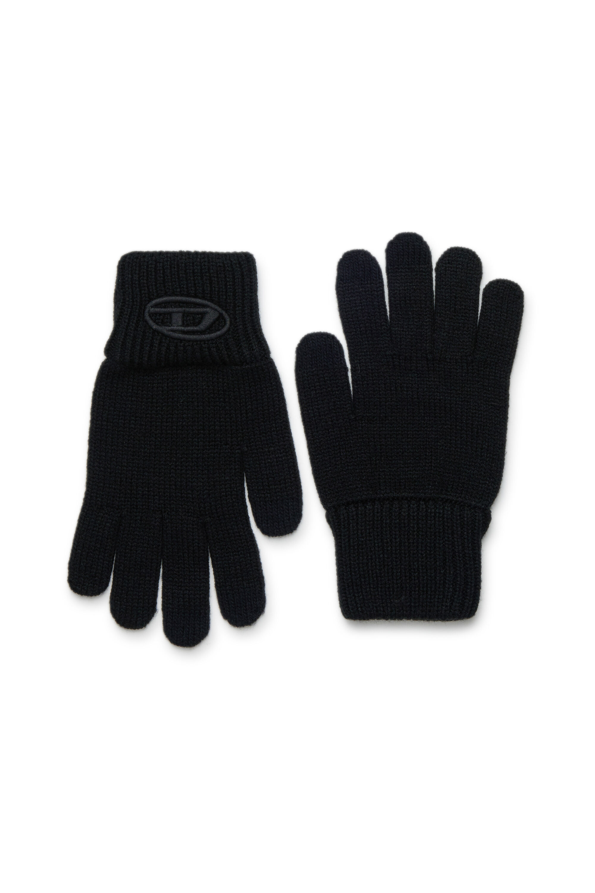 Diesel - NUTTI, Guanti in lana con logo Oval D Unisex in Nero - 1