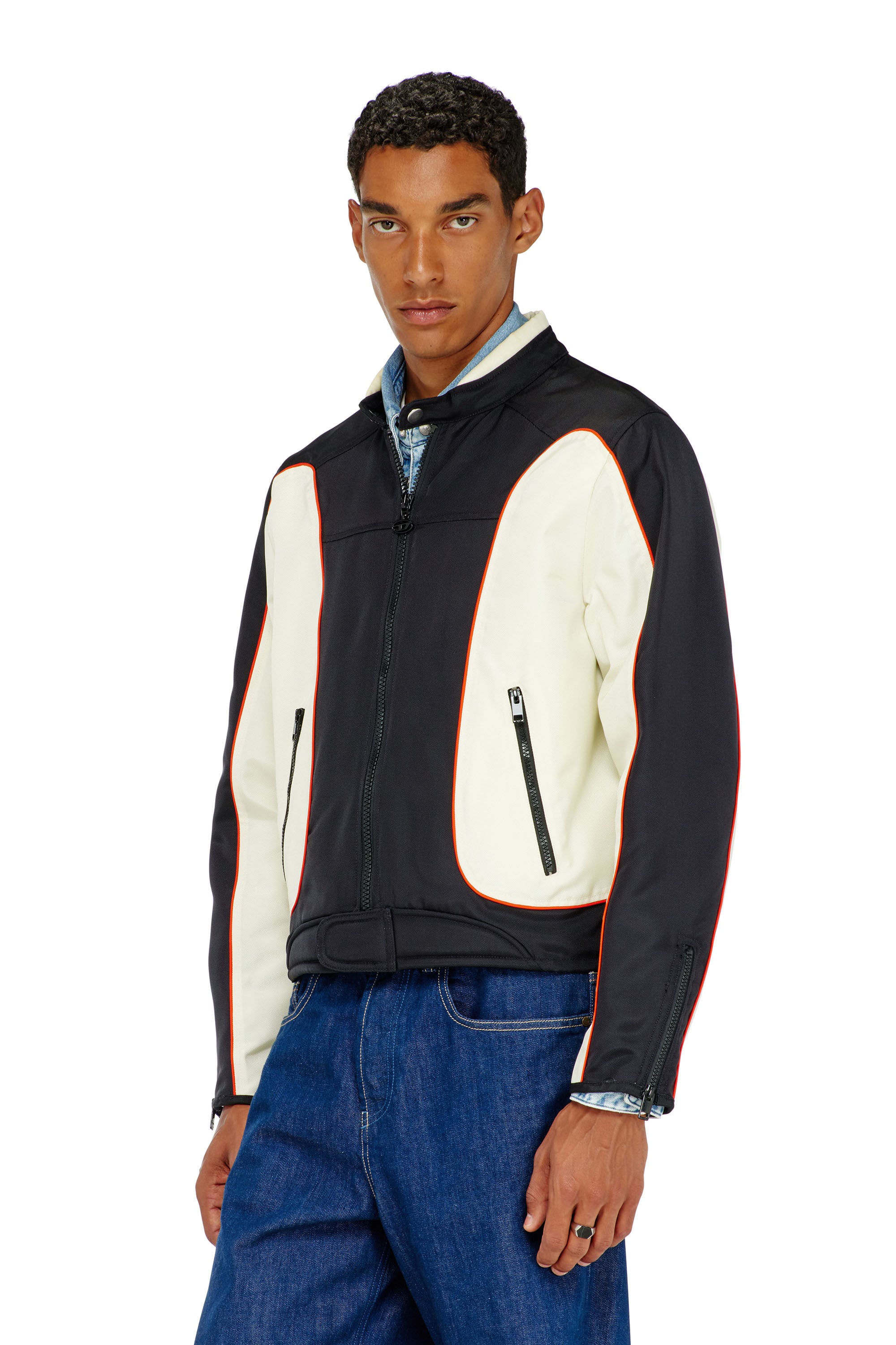 Diesel - J-BLINK-A, Giacca biker color block con piping Uomo in Multicolor - 3
