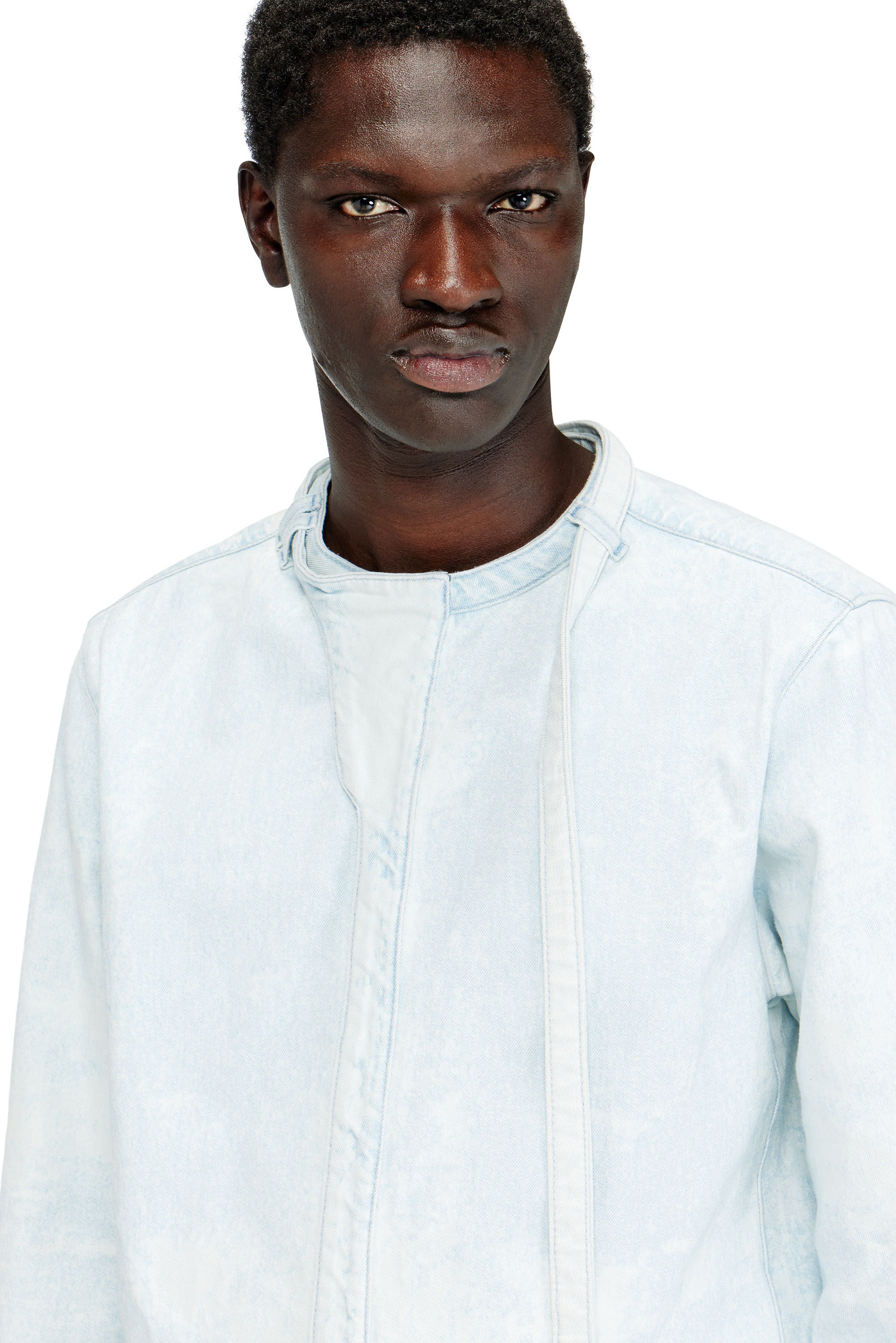 Diesel - D-TYLLAR-FSI, Chemise en denim satin bleu glac&eacute; Homme in Bleu - 5