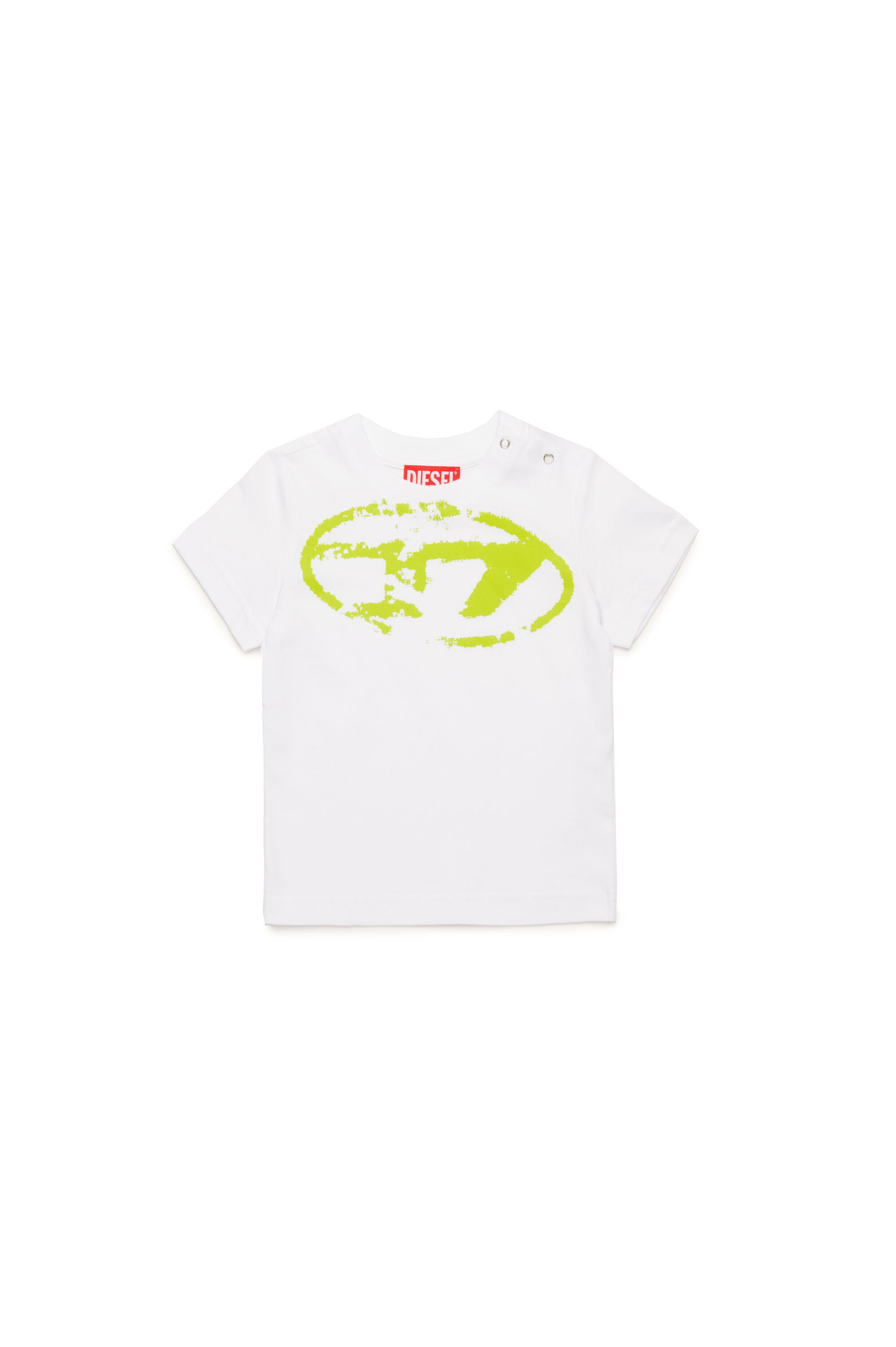 Diesel - TBOXTN14B, T-shirt con logo Oval D distressed Unisex in Bianco - 1