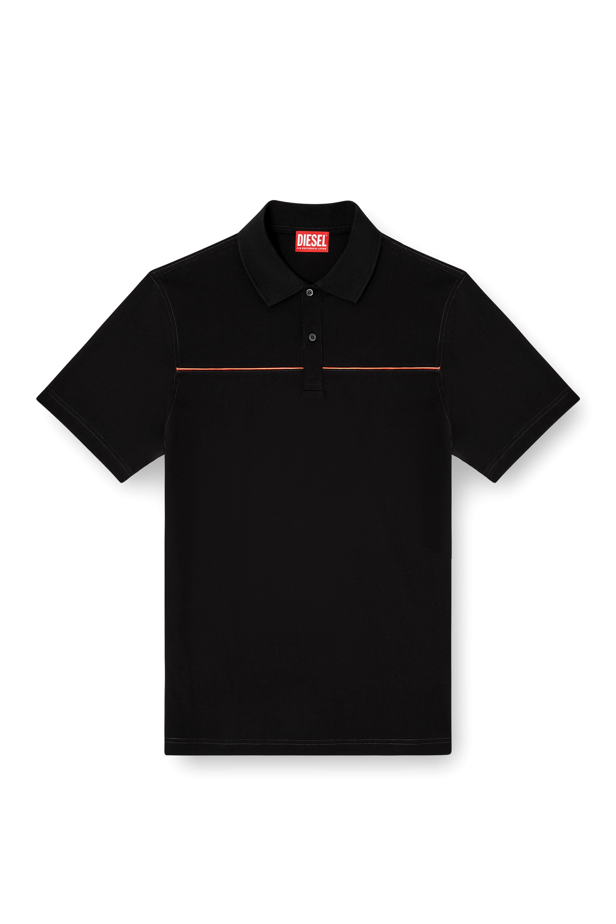 Diesel - T-REJUST-PIPING, Polo con profili a contrasto Uomo in Nero - 2