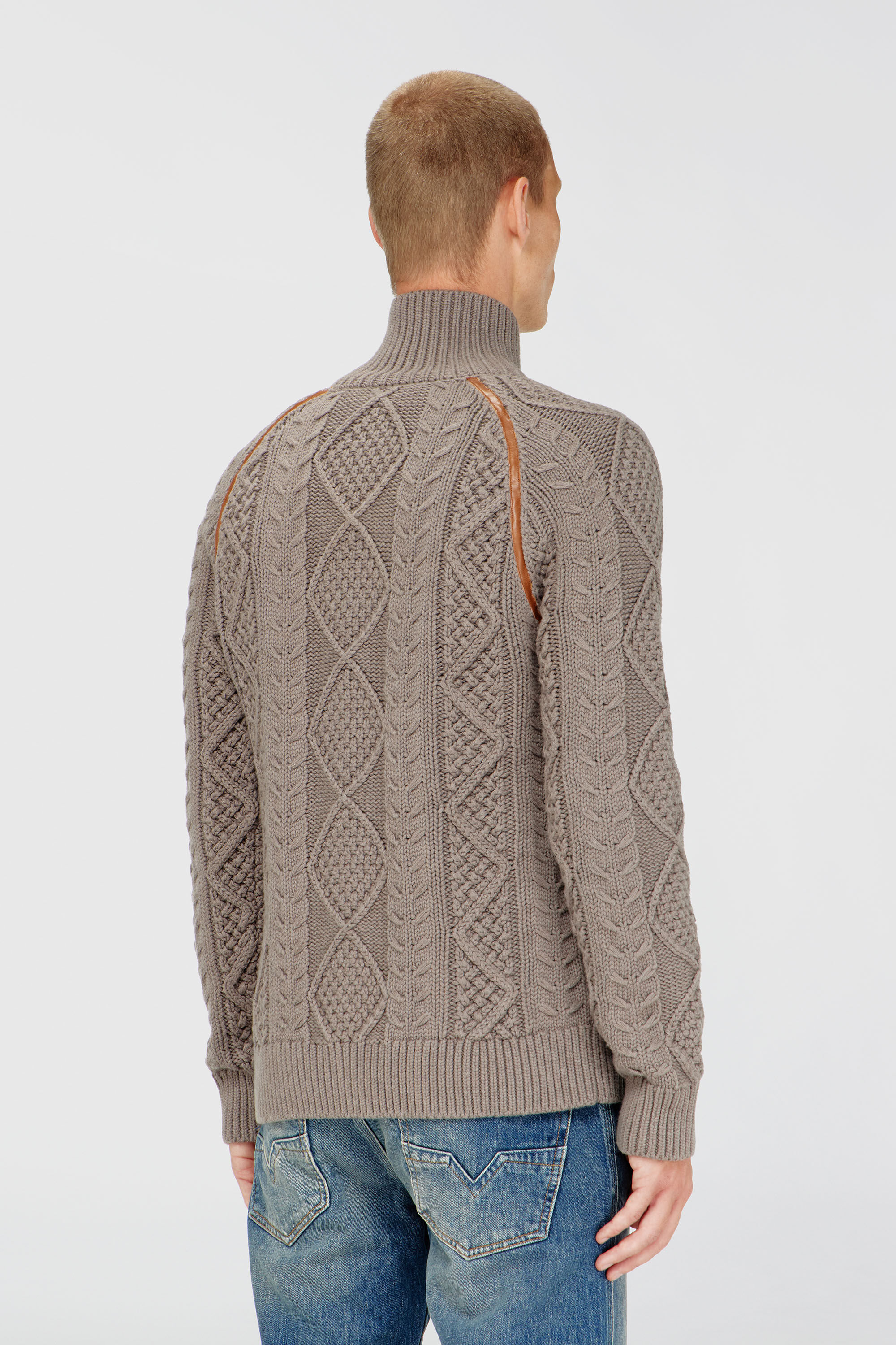 Diesel - K-INOKI, Herren Zip-Cardigan aus Zopfmusterstrick in Grau - 4