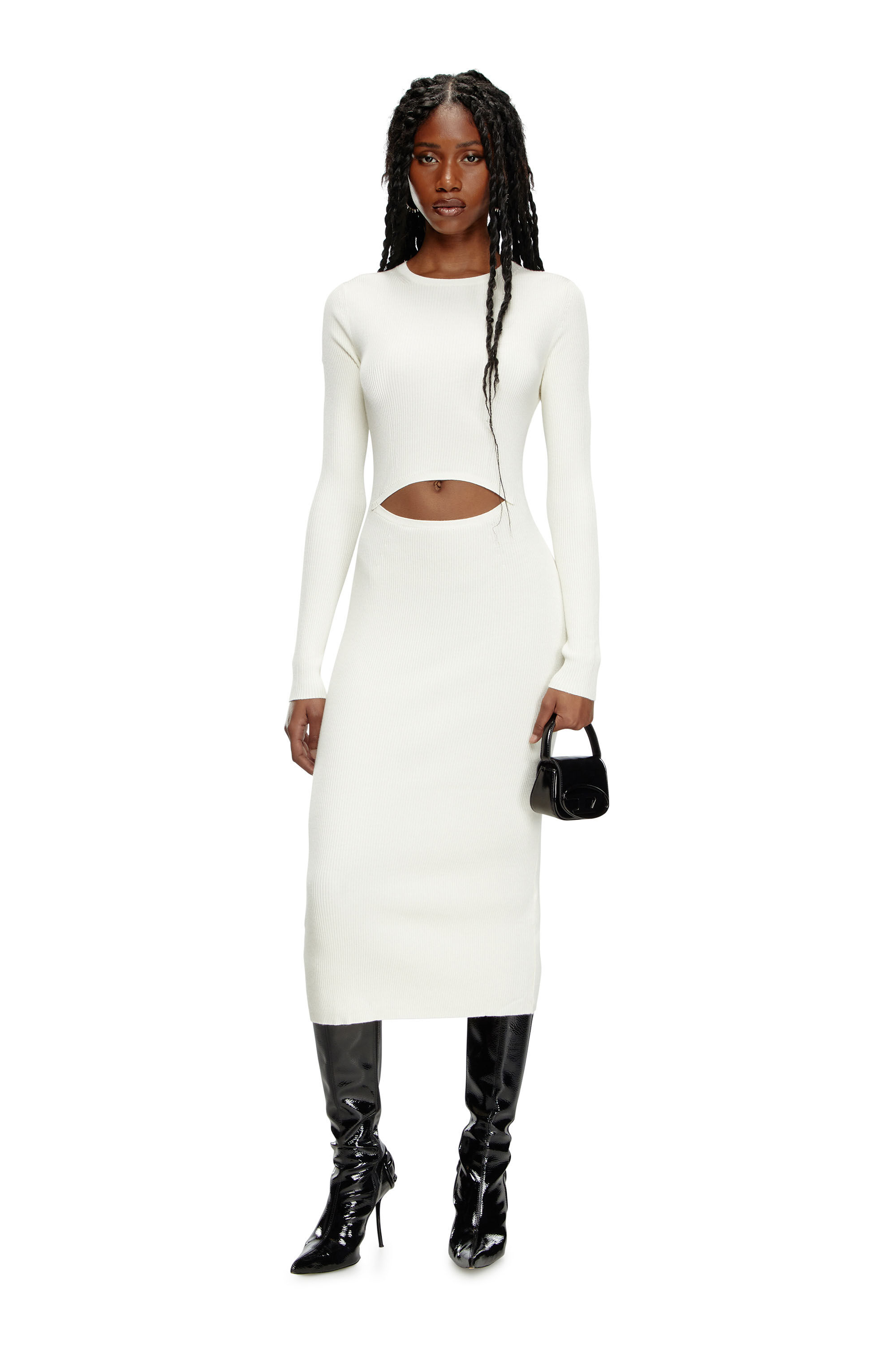 Diesel - M-PELAGOS, Femme Robe en laine mélangée avec cut-out in Blanc - Image 1