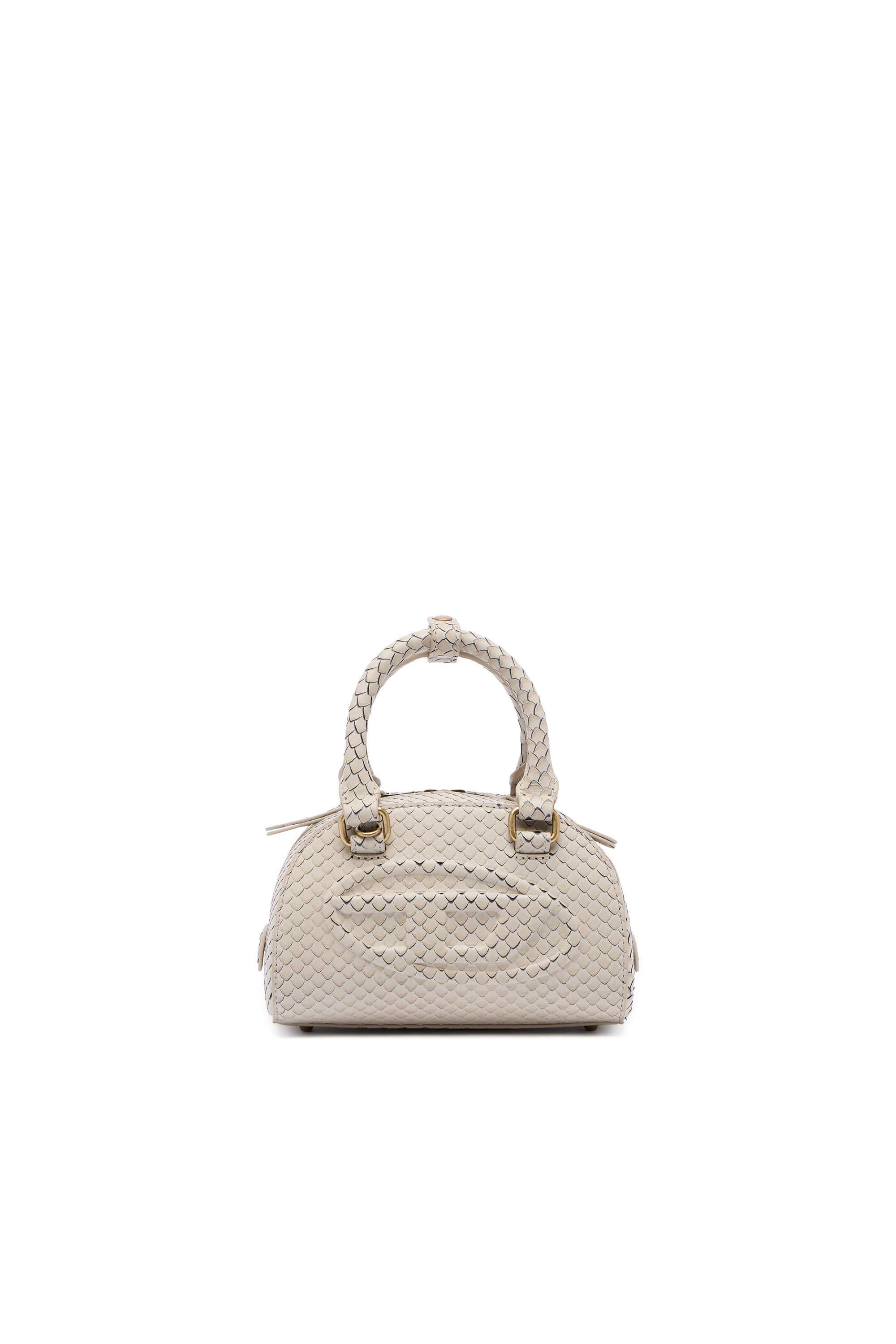 Diesel - 1DR DOME CROSSBODY, Damen 1DR Dome-Mini-Bowlingtasche aus Leder in Schlangenoptik in Beige - 1