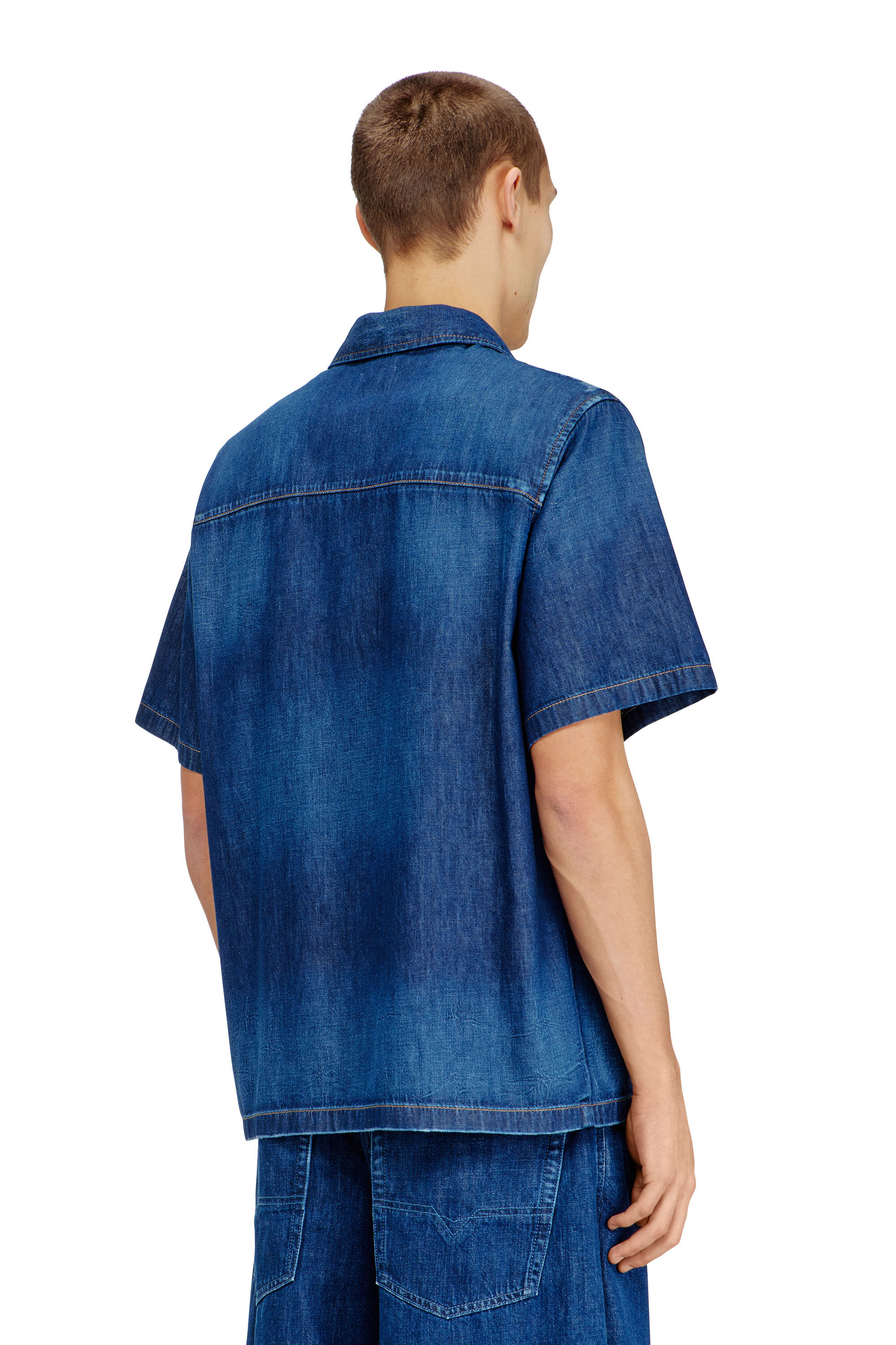 Diesel - D-NABIL-D, Chemise &agrave; manches courtes en denim Homme in Bleu - 4