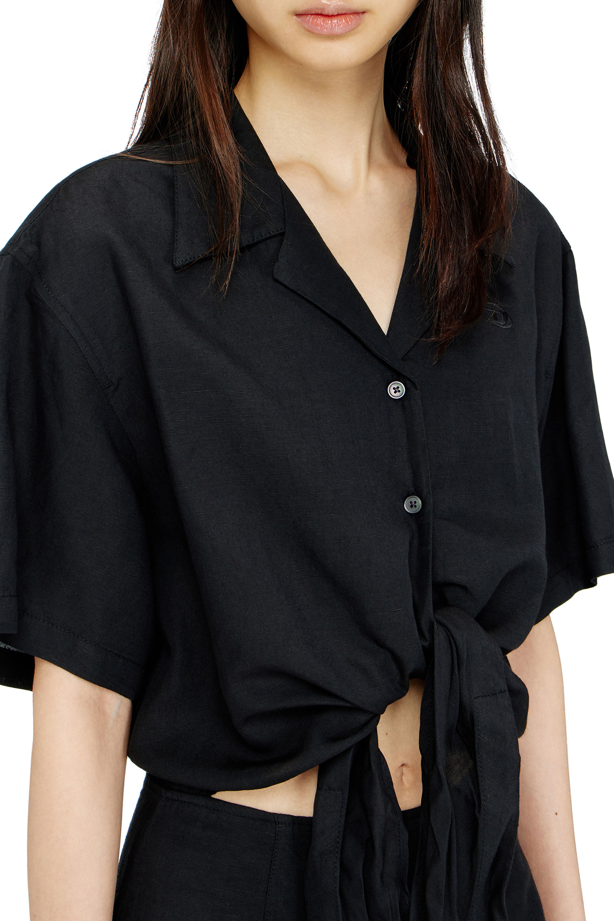 Diesel - D-STALL, Mini abito in misto lino con nodo in vita Donna in ToBeDefined - 4