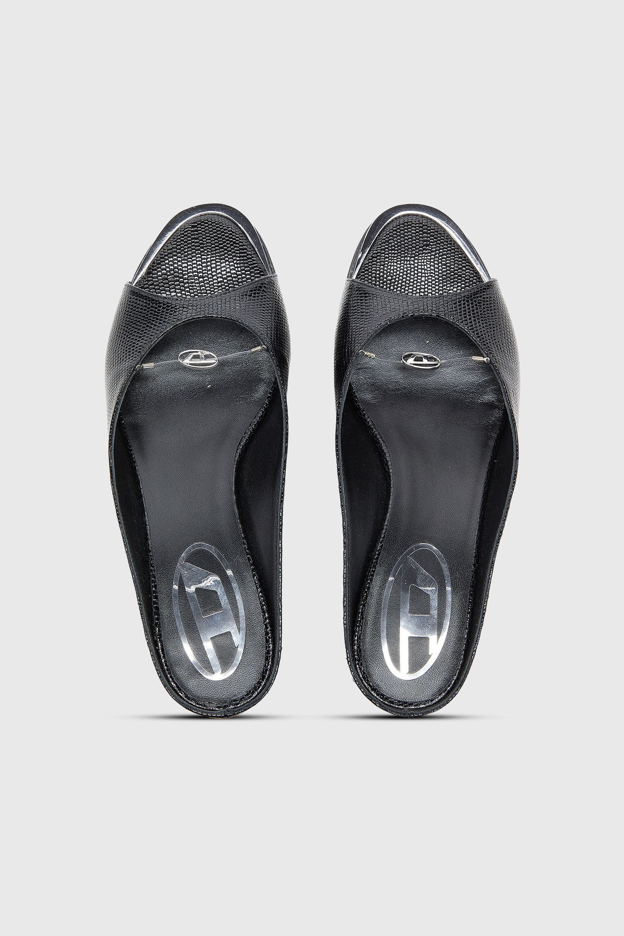Diesel - D-DIAM'S-SA-40, D-Diam's - Mule in pelle con Oval D sospeso Donna in Nero - 4