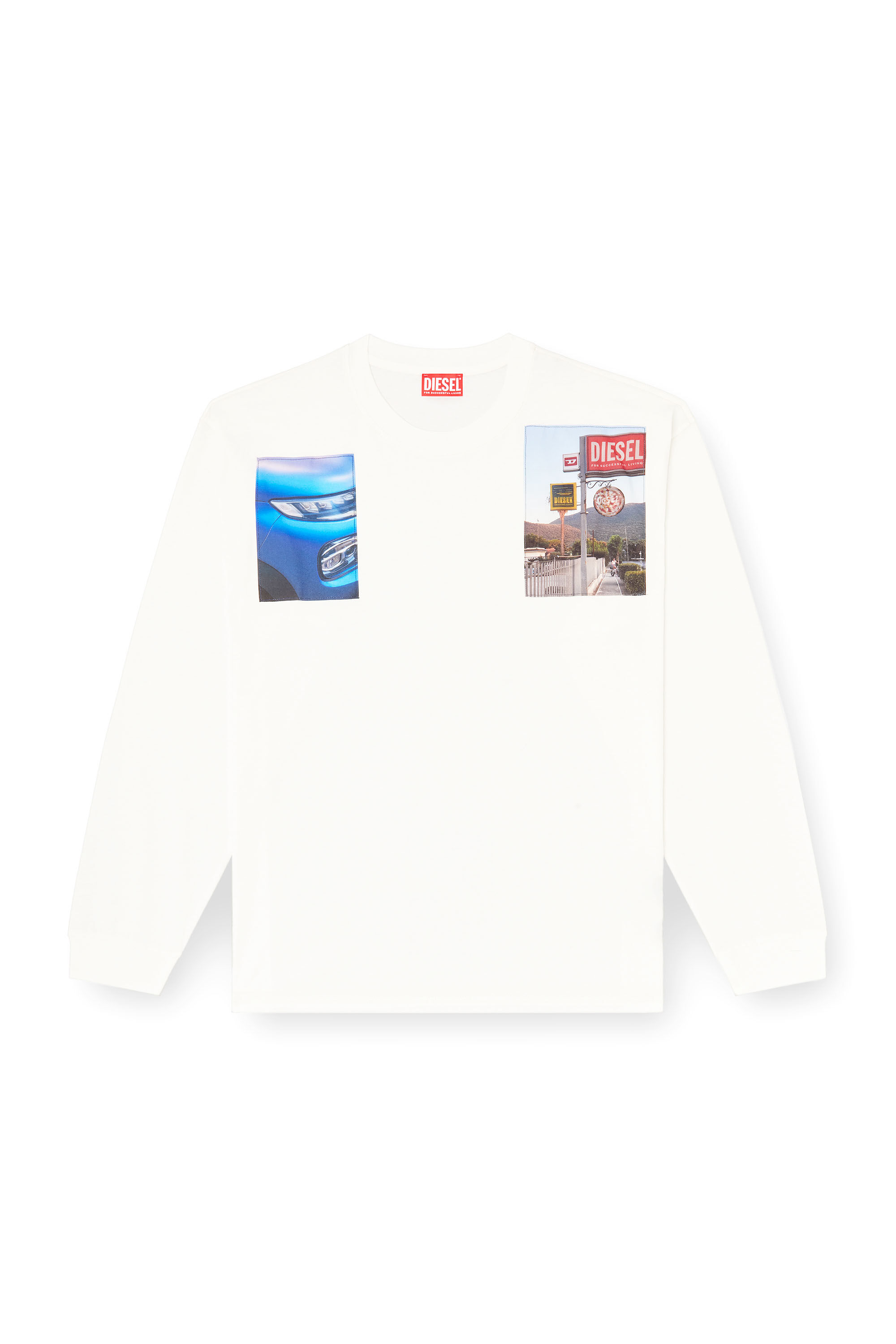 Diesel - T-BOXT-LS-T5, T-shirt à manches longues avec empiècements photo de logo Homme in Blanc - 4