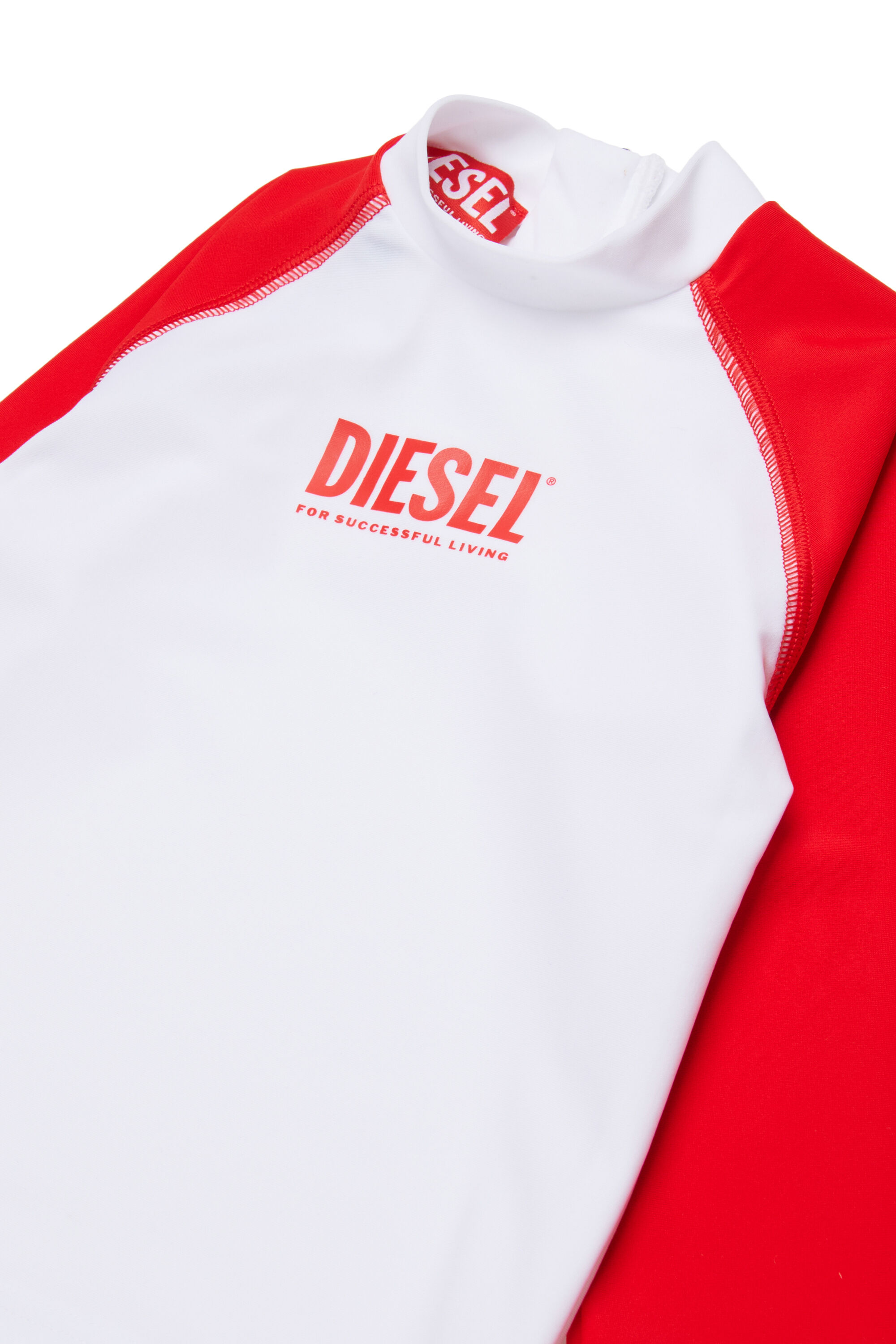 Diesel - MTRIB, Herren Rashguard mit hohem Kragen in Weiss/Rot - 3
