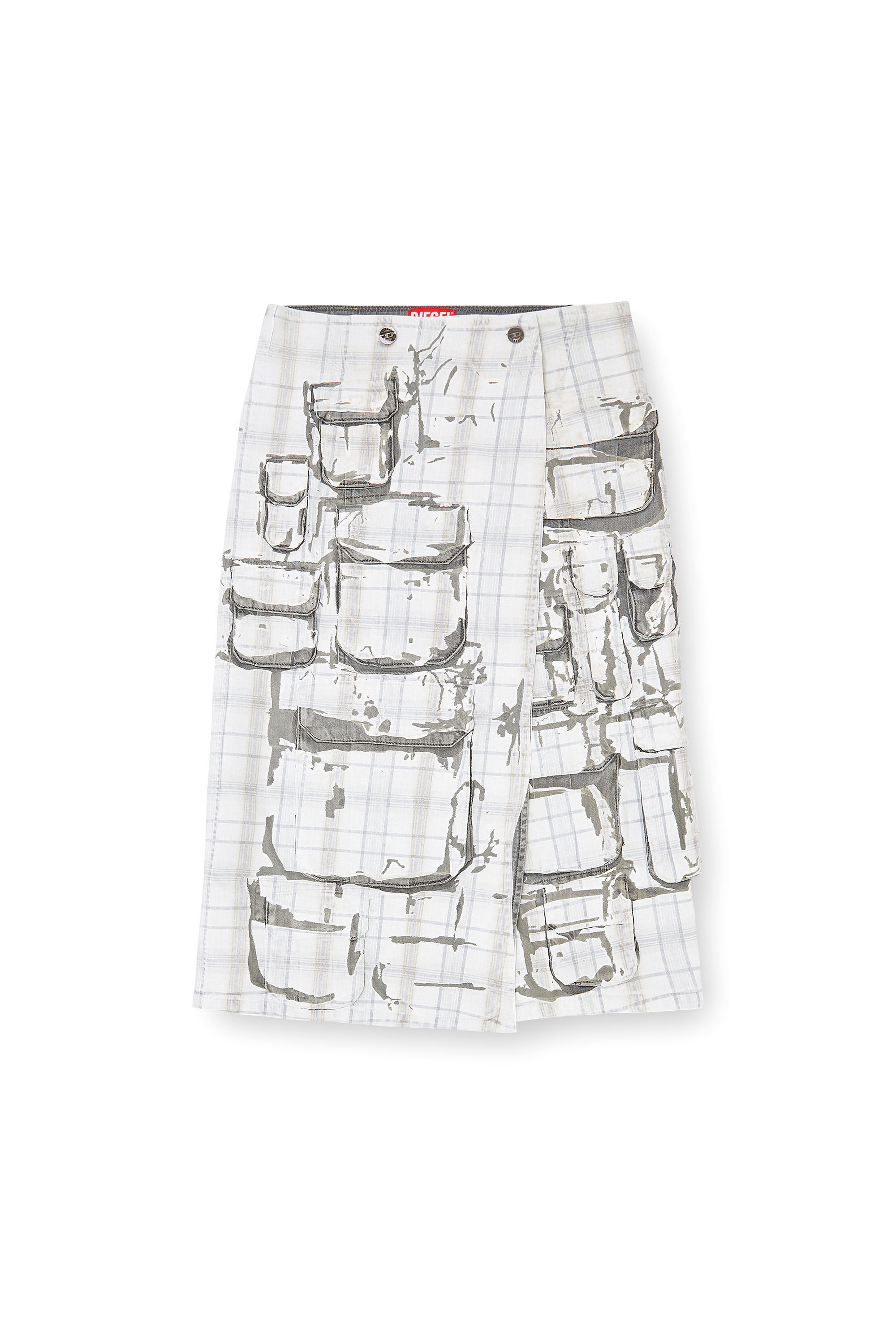 Diesel - DE-VORIN-FSI1, Damen Jeans-Midirock mit Peel-off-Effekt in Grau - 2