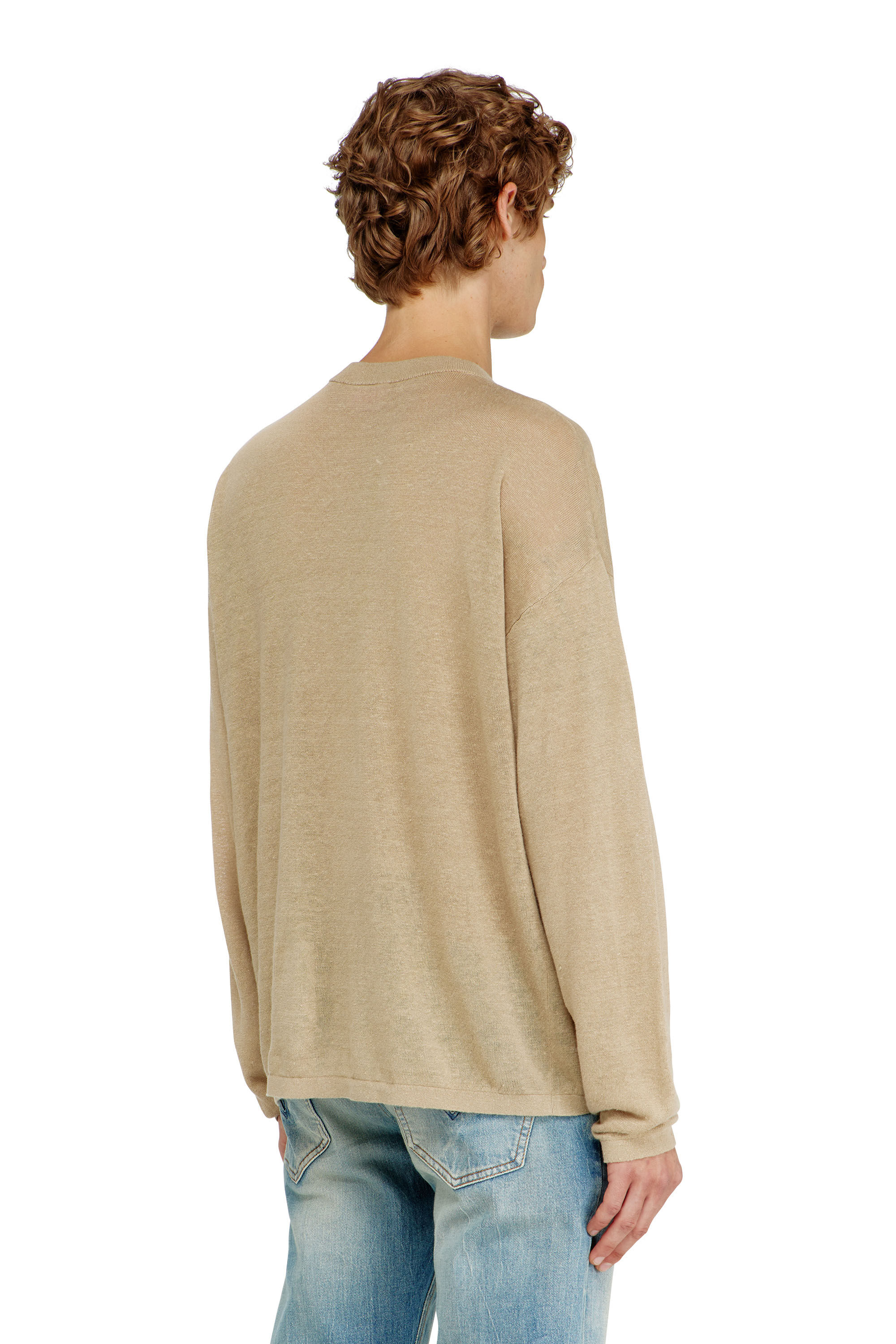 Diesel - K-ARMINS, Herren Leinenpullover mit verblasstem Phoenix-Print in Beige - 4