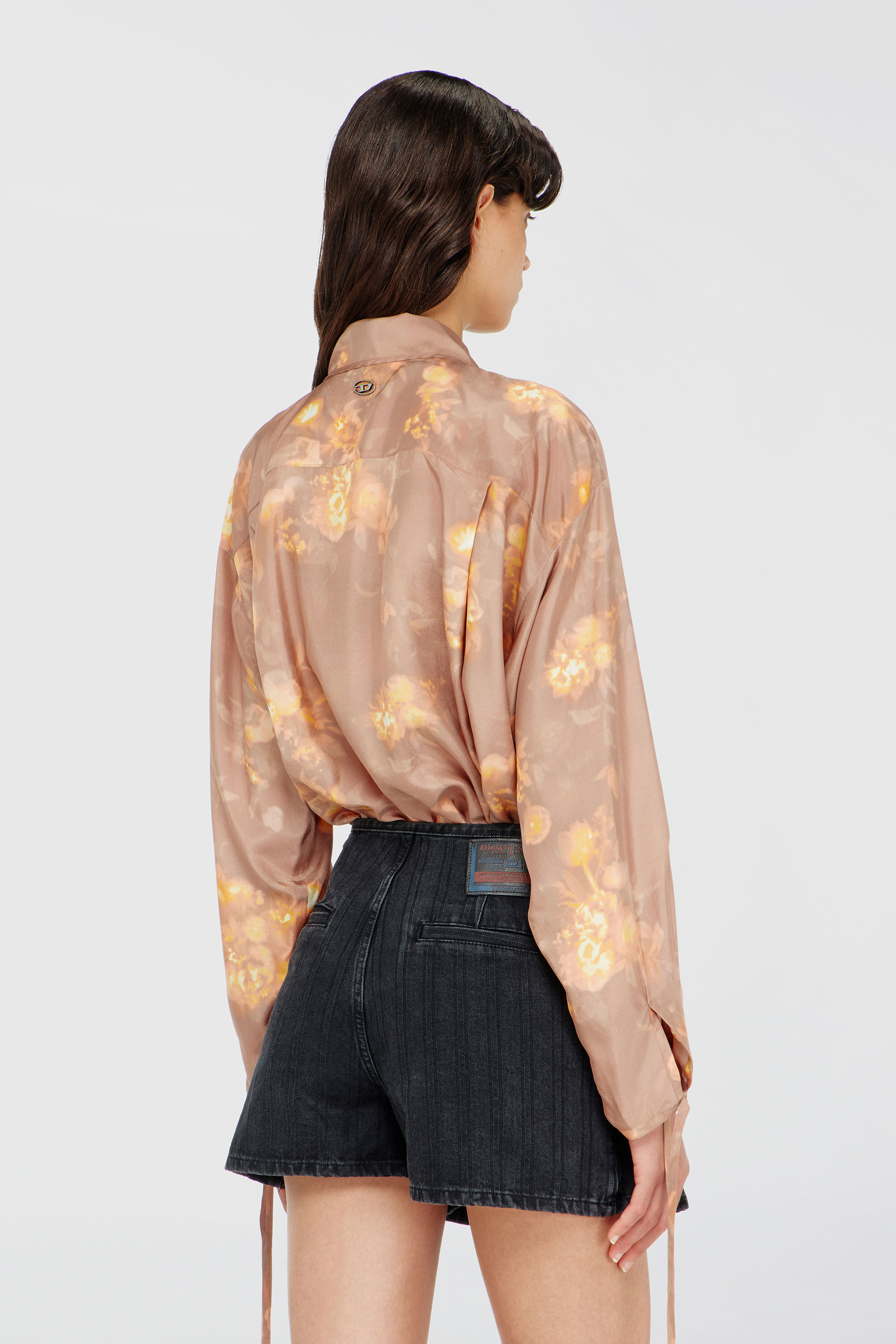 Diesel - C-ALLAS-T1, Camicia in seta habotai a stampa floreale Donna in Marrone - 4