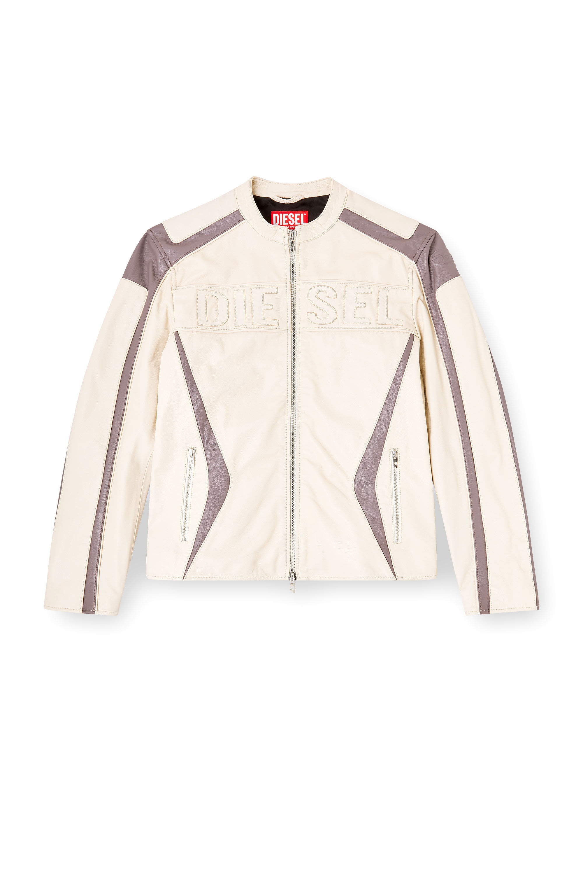 Diesel - L-ADAM, Veste de motard en cuir &agrave; blocs de couleurs Homme in ToBeDefined - 2