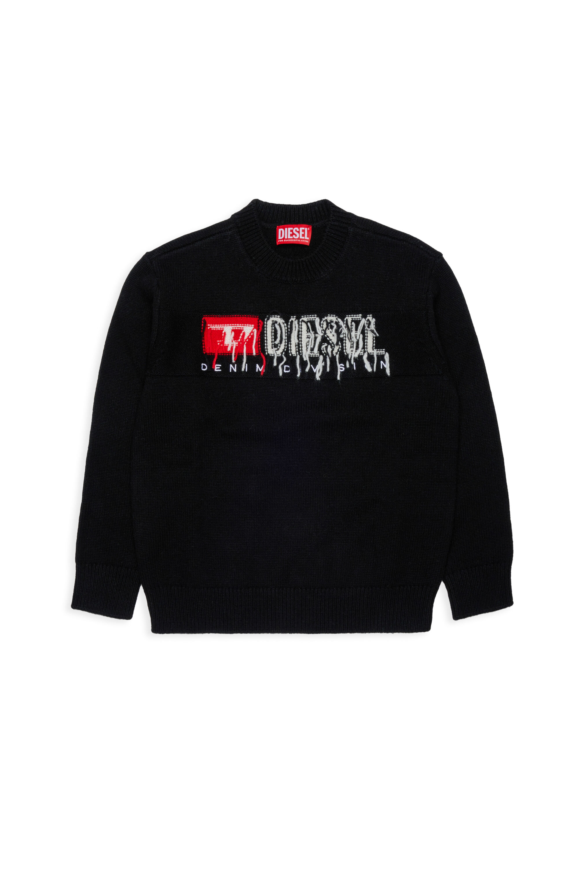 Diesel - KONZI OVER, Herren Pullover mit Kaschmir-Anteil und destroyed logo in Schwarz - 1