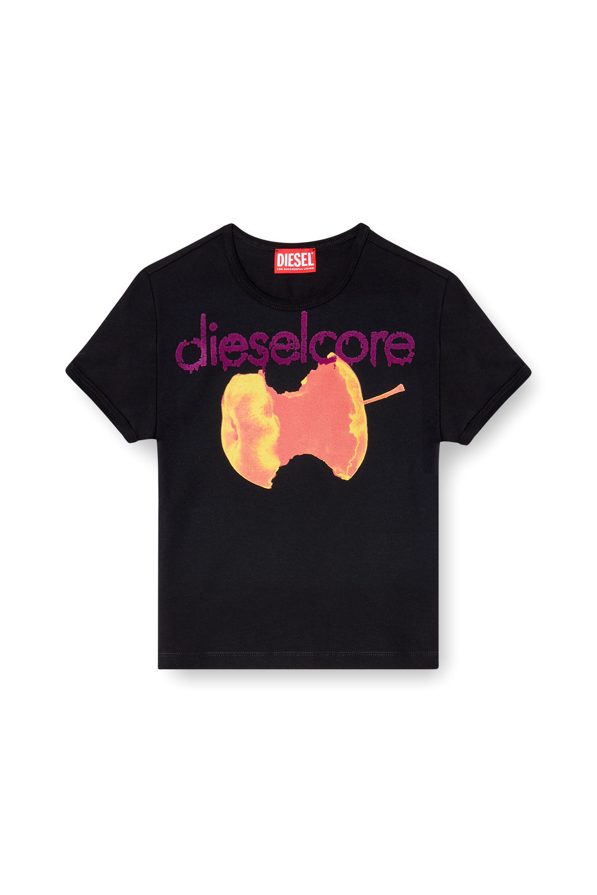 Diesel - T-UNCUTIES-SHORT-Q2, T-shirt avec logo Diesel Core Femme in Noir - 2