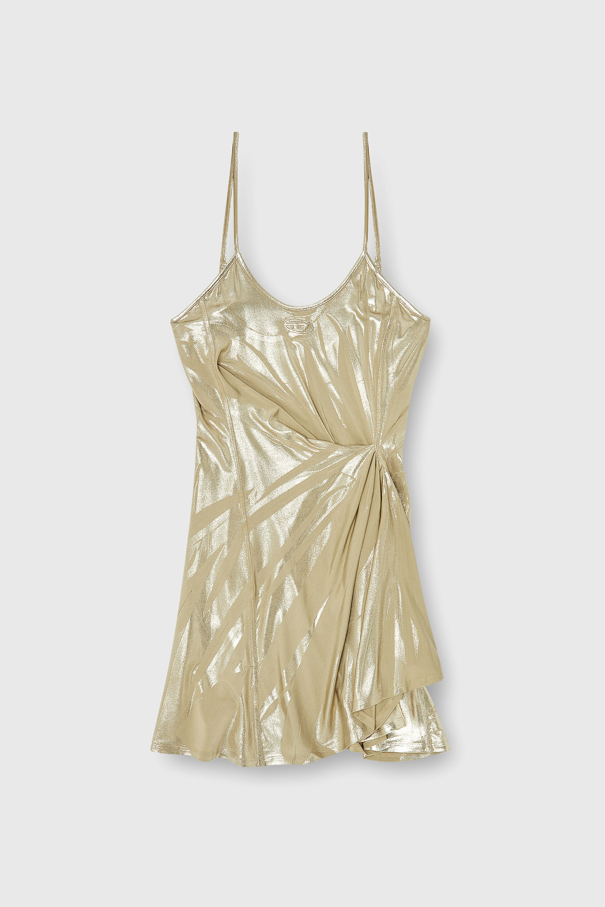 Diesel - D-INVY, Damen Stretch-jersey-Minikleid mit Metallic-Finish in Gold - 2