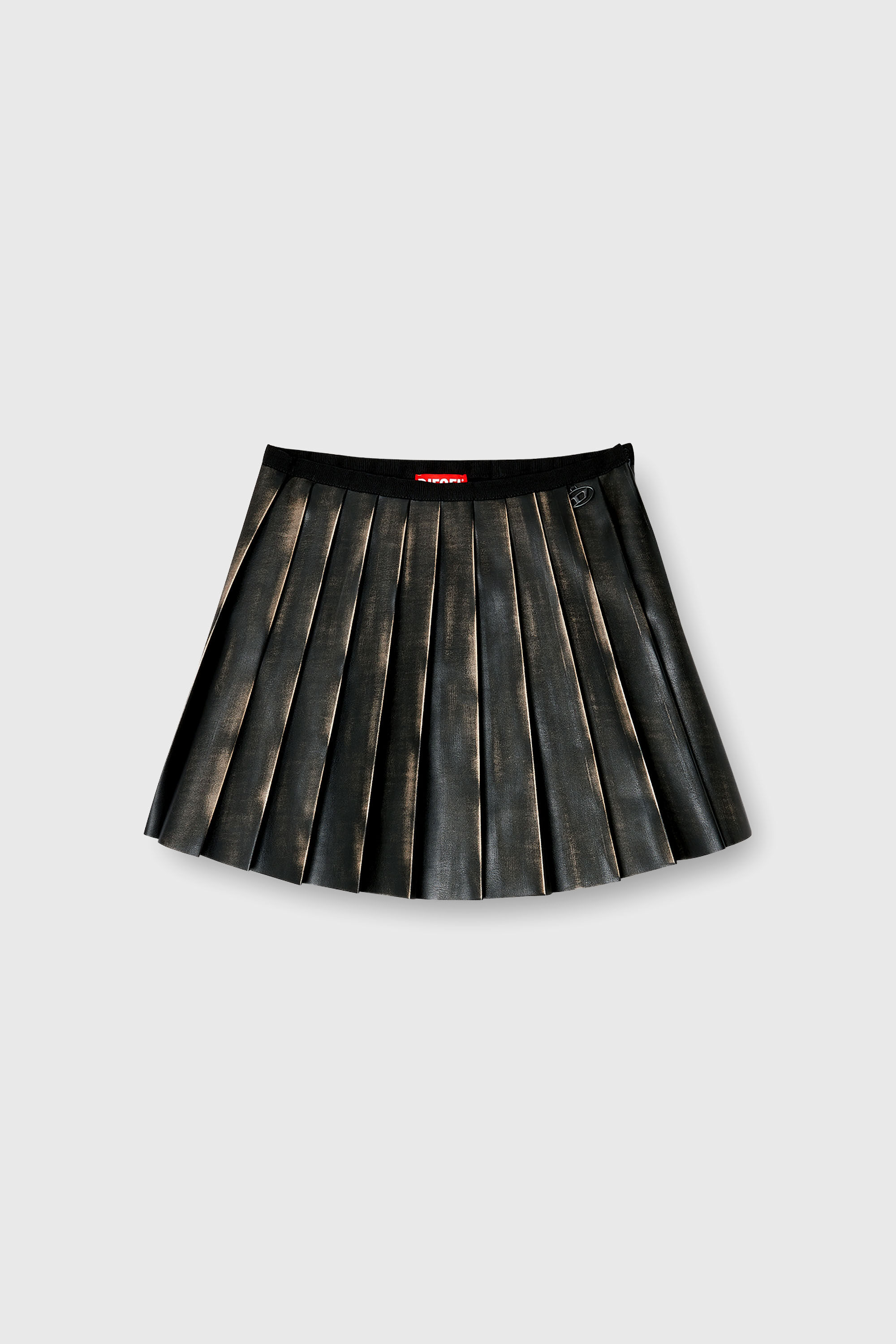 Diesel - O-SAKA-MINI, Minijupe pliss&eacute;e avec effet us&eacute; Femme in Marron - 2